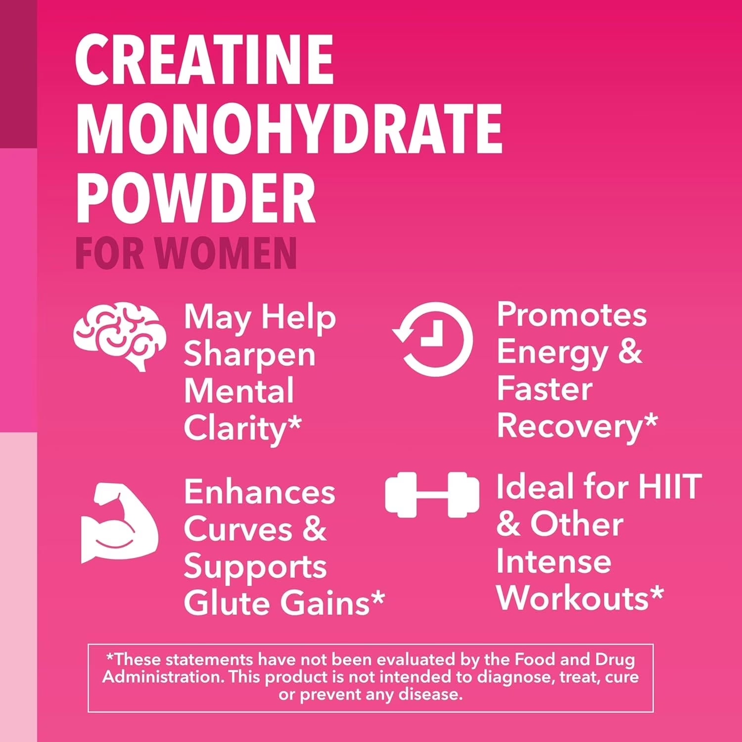 Micronized Creatine Monohydrate Powder for Women, Unflavored, 10.6 Oz (100 Servings)