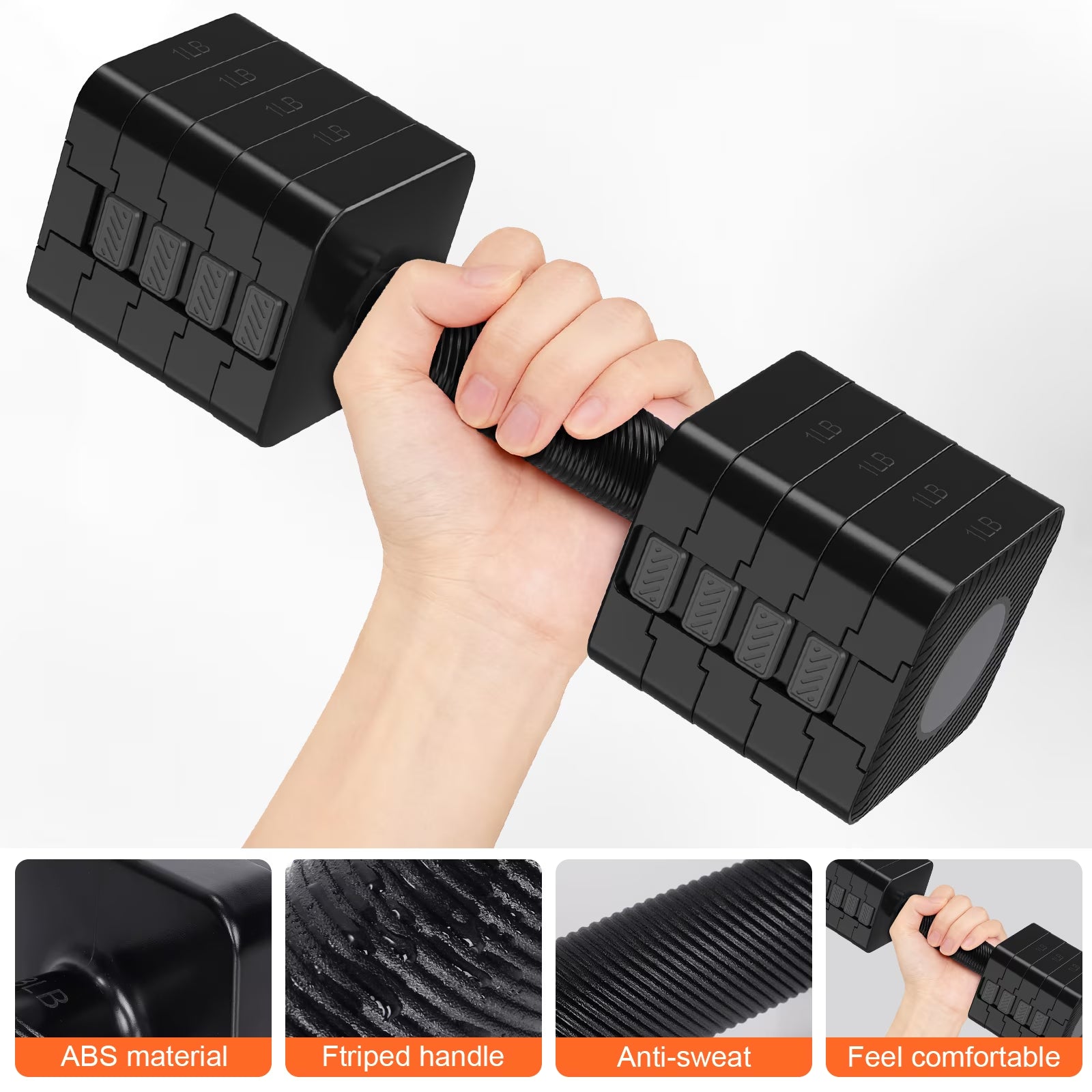 10Lbs*2 Adjustable Dumbbells Set, 4-In-1 Free Weights for Women, Each 3Lb 5Lb 7Lb 9Lb 11Lb Hand Weights for Home Gym, Black