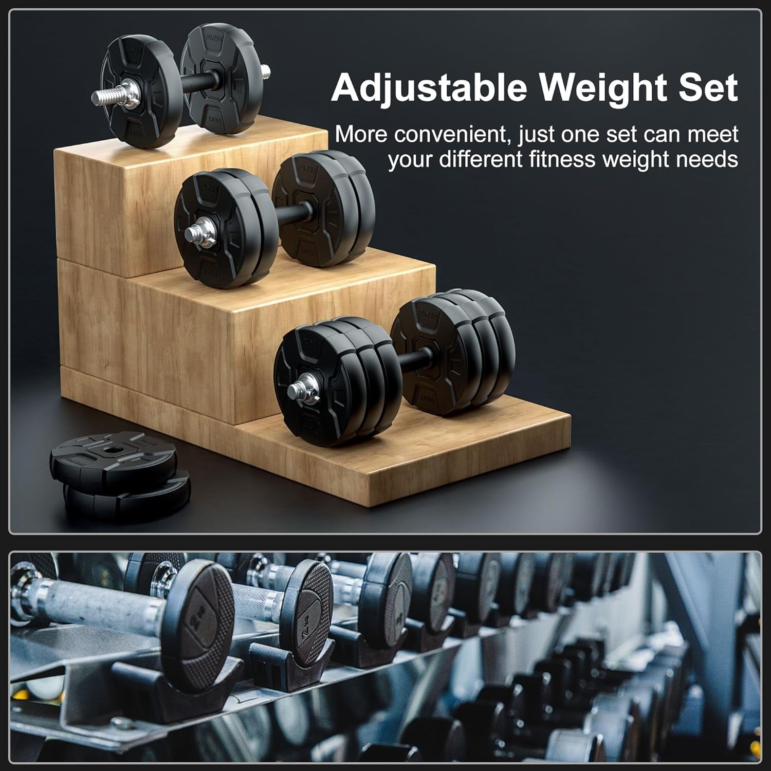 Heavy Adjustable Dumbbell Barbell Set - 100 90 70 50 Lb Weight Set for Option, Metal Dumbbell Grip and Barbell Bar, 1" Center Hole Weight Plate, 3-In-1 Adjustable Dumbbell, Barbell and Push-Up Stand