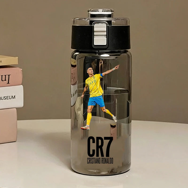 600ML CR7 Sports Water Bottles Cartoon Football Star Ronaldos Large Water Cups New Outdoor Transparent Drinking Bottle Kids Gift