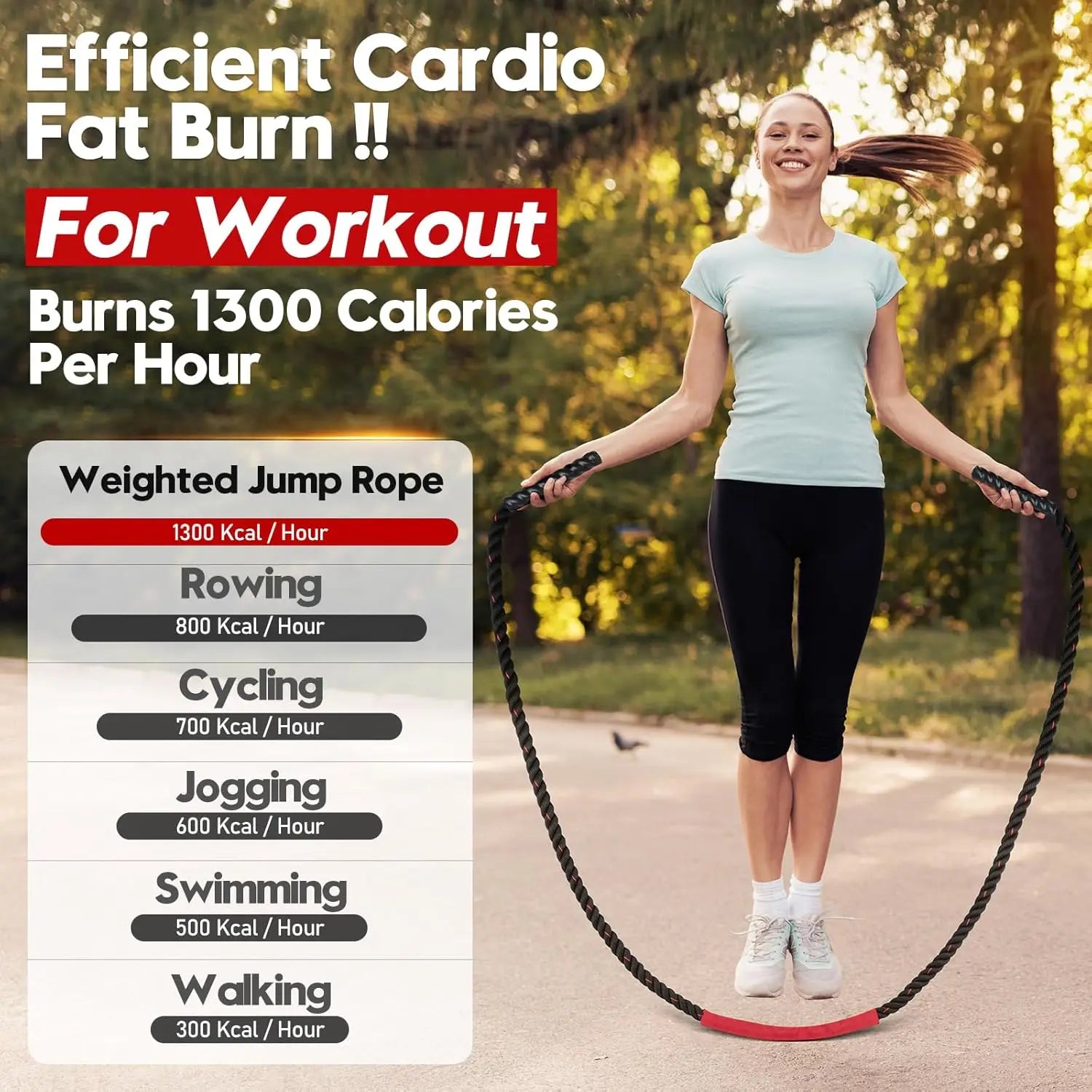 Heavy Weighted Jump Rope for Adults, 3Lb 4Lb 5Lb Options, Fitness Equipment for Home Gym and Strength Training