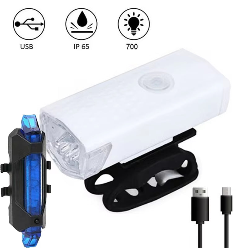 MTB Front Rear Bicycle Bike Lights Set Mountain Bike Night Cycling Headlight USB LED Safety Warning Taillight Bike Accessories