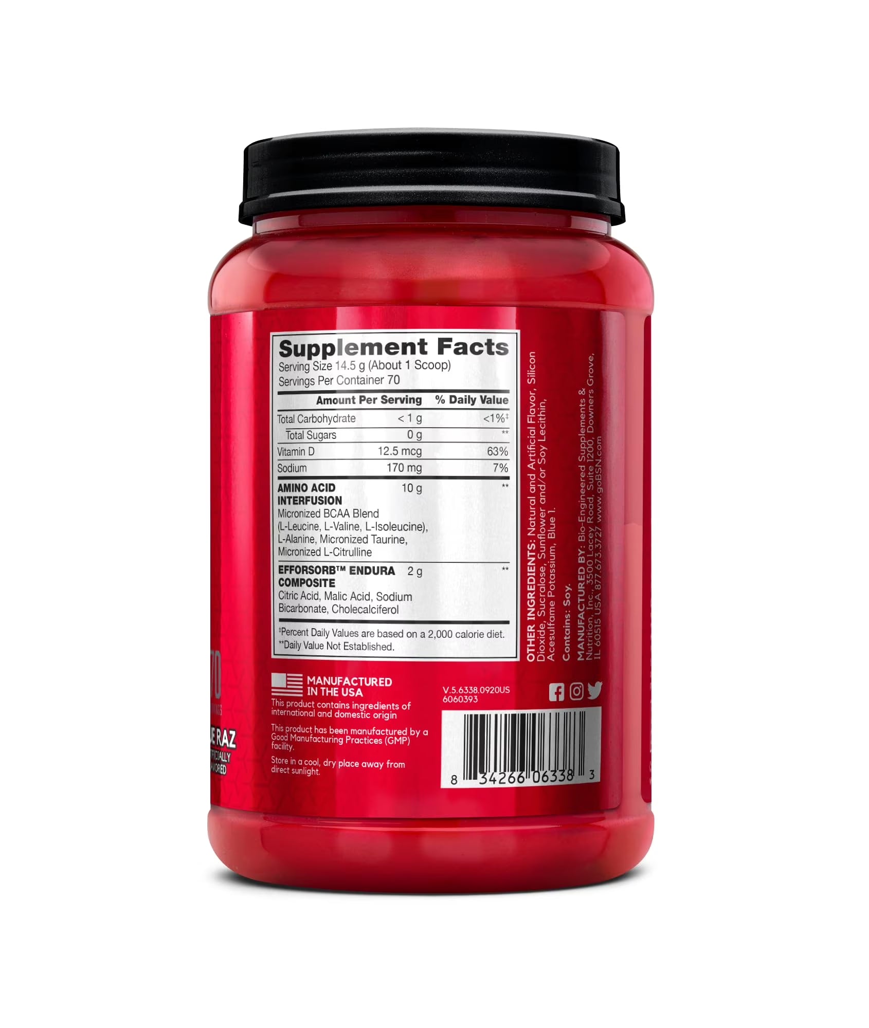 Amino X Amino Acids + BCAA Powder, Blue Raz, 70 Servings