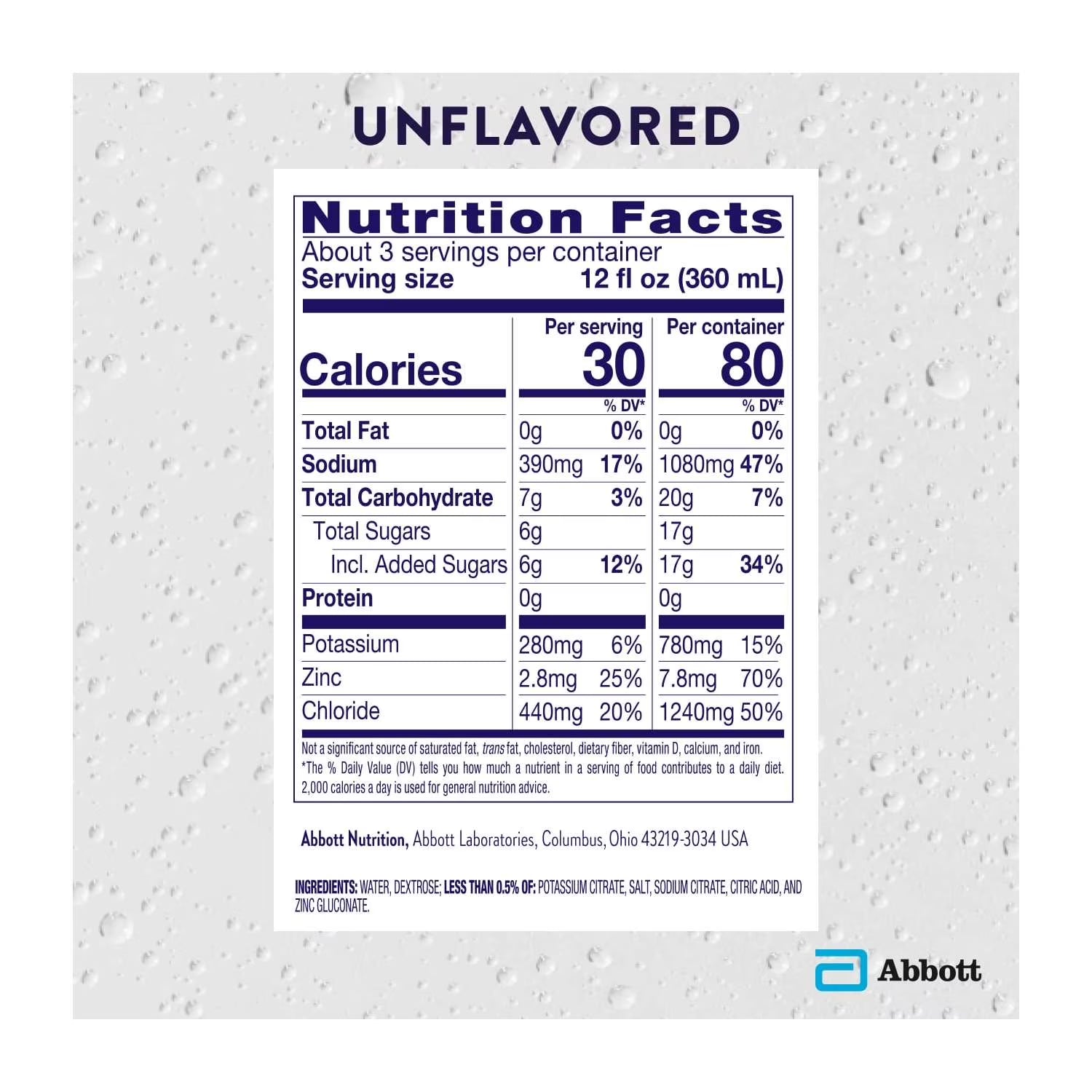 (4 Pack) Electrolyte Drink, Unflavored, 1 Liter