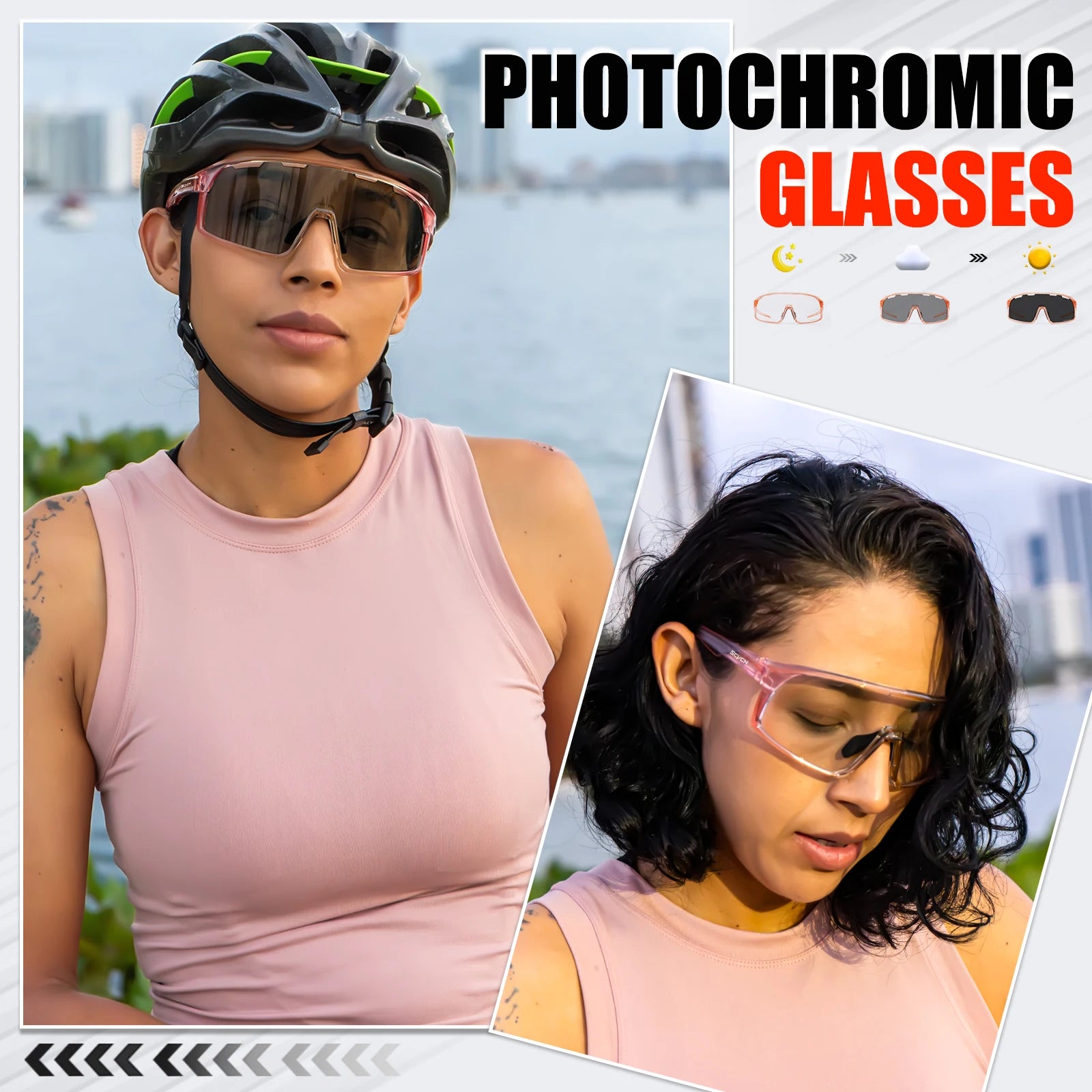 Photochromic Cycling Glasses Outdoor Sports Running Sunglasses Women UV400 Bicycle Goggles Men MBT Cycling Sunglasses