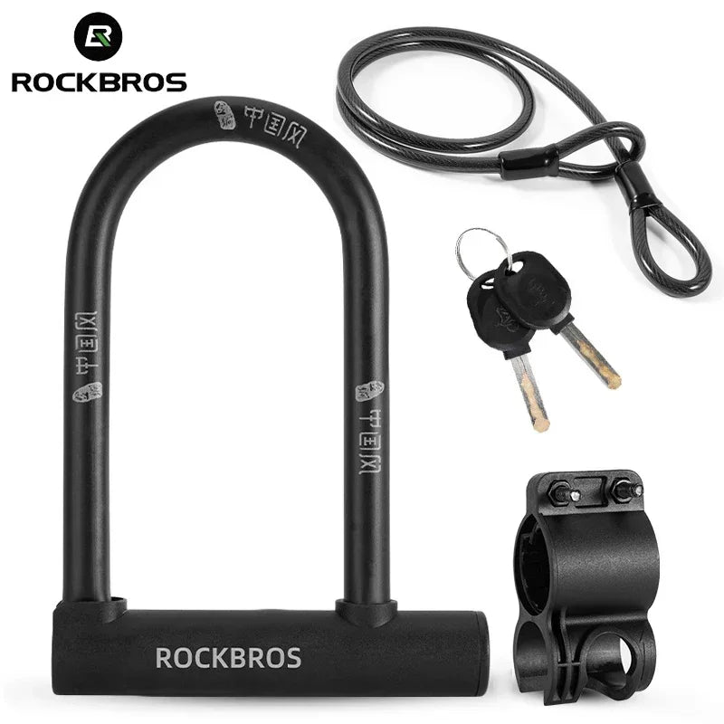 Chinese Style Bicycle Locks U Shape Electric Scooter Padlock Anti-Theft Bike Lock Cable Set MTB Road Bike Accessories