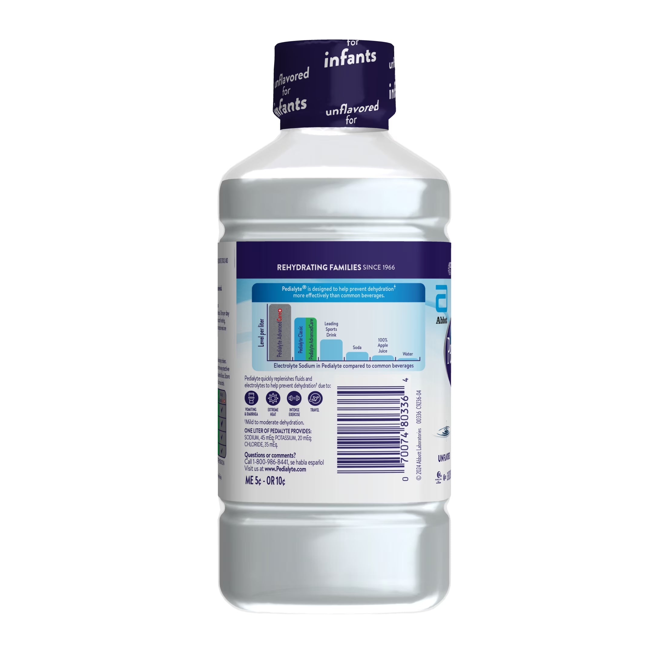 (4 Pack) Electrolyte Drink, Unflavored, 1 Liter