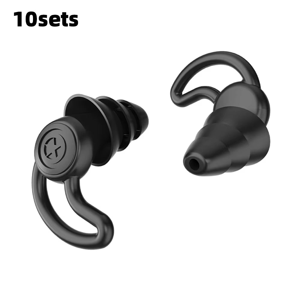 HUAK 3 Layer Silicone Ear Plugs for Noise Reduction Reusable Ear Plugs for Sleeping, Swimming, Studying, Concerts, Noise Hearing