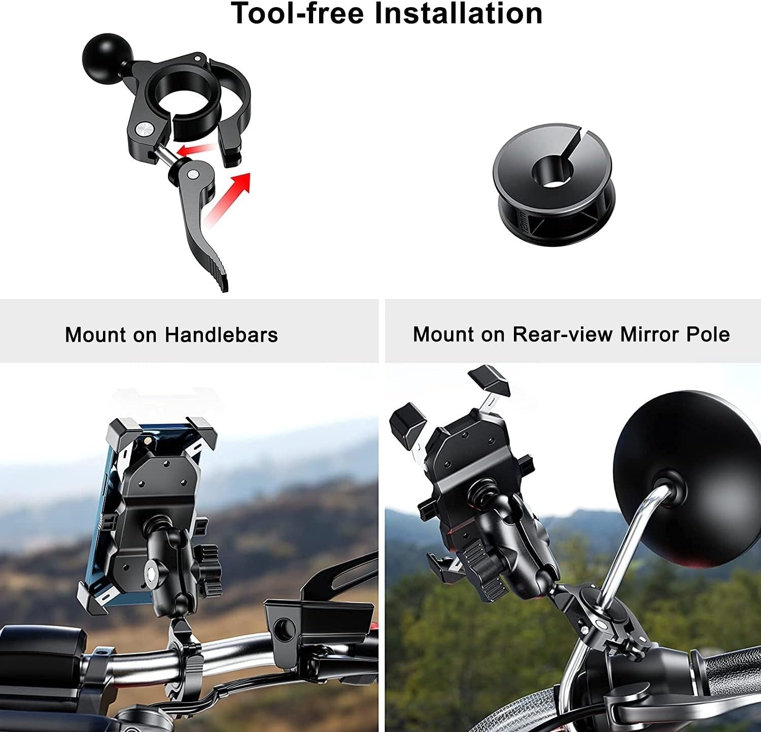 1 Ball Mount Base for Handlebar Compatible with RAM Mounts Motorcycle Phone NEW