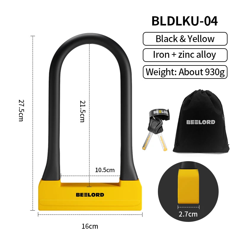 XUNTING Bicycle U-Shaped Lock Safety Lock for Bicycle Accessories for Motorcycle Electric Scooter Mountain and Road Bike Lock