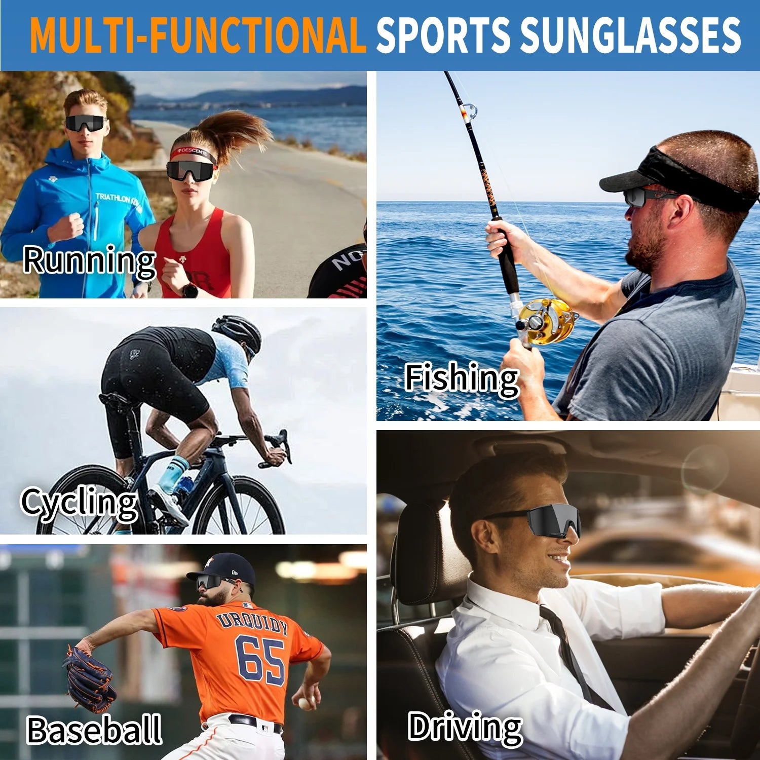 Newest Polarized Sports Sunglasses for Men Women, UV400 Protection, Ideal for Running Baseball Driving Fishing Cycling