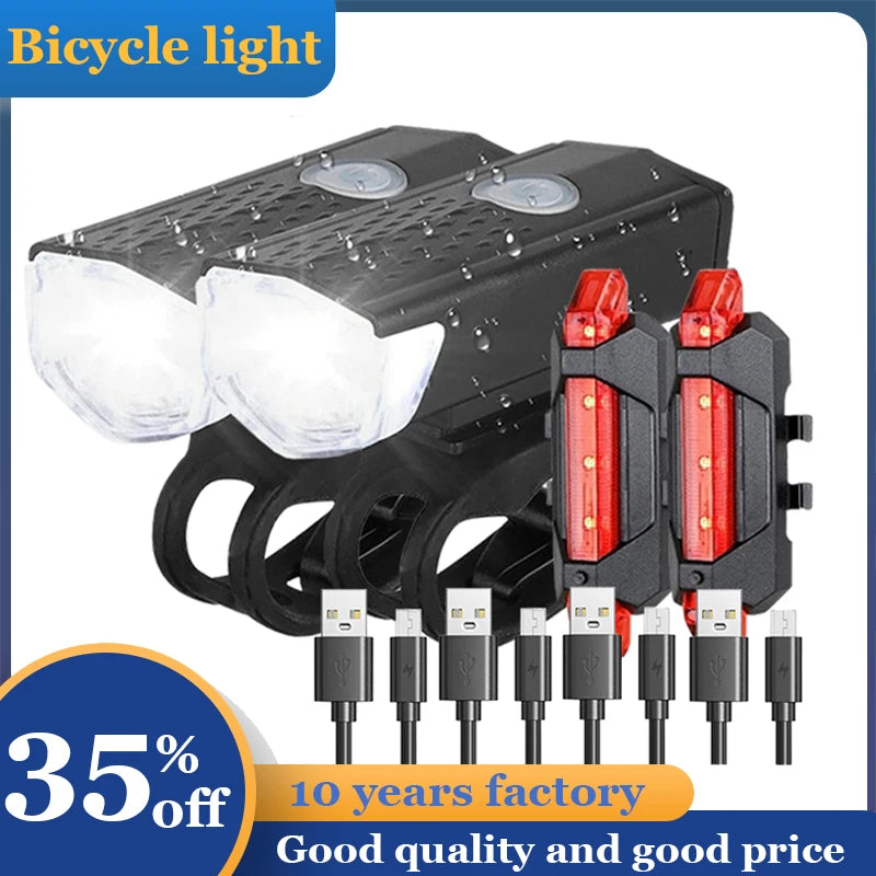 Bike Lights Front USB Rechargeable Headlight MTB Road Bike Cycling Flashlight Bike Lantern Lamp Bicycle Accessories