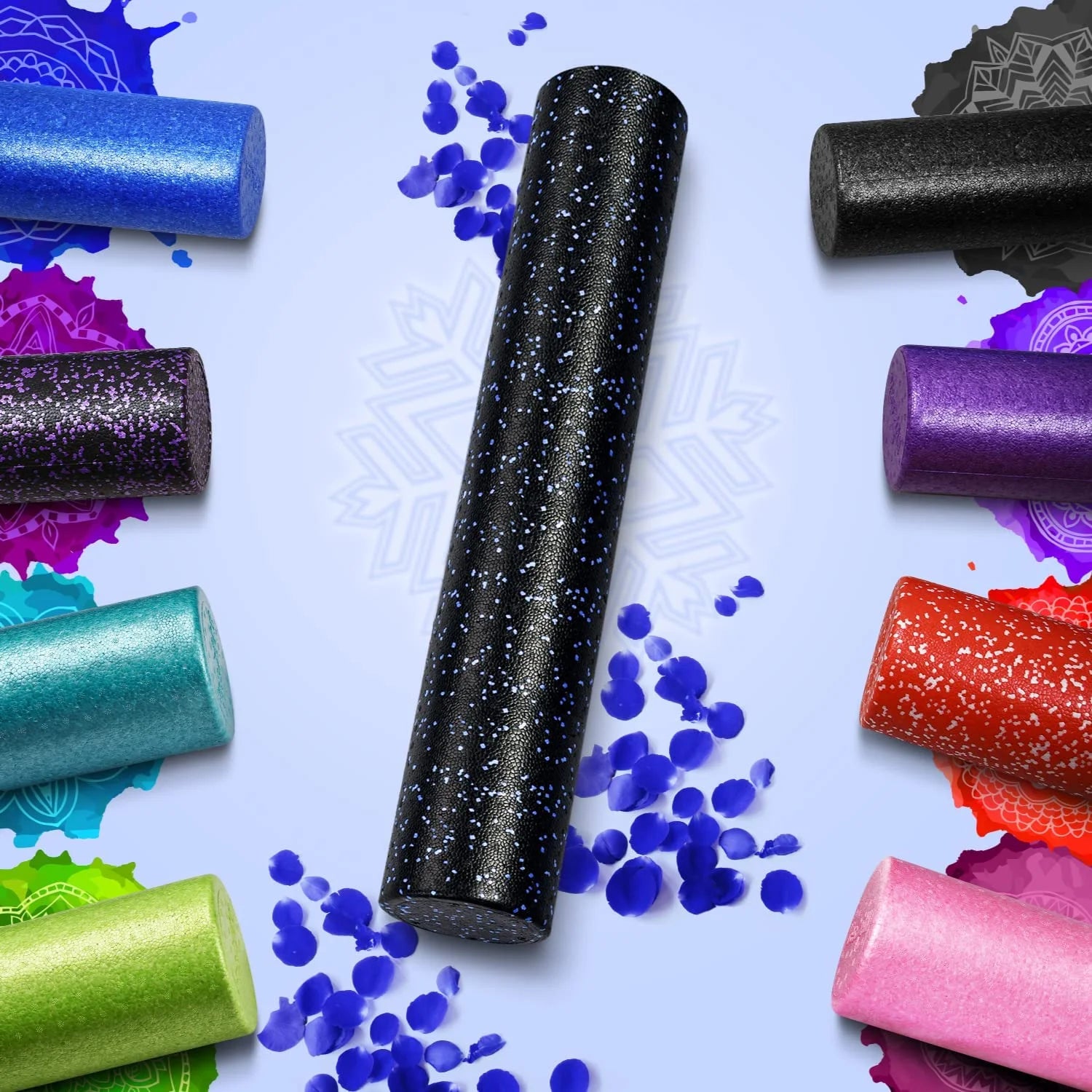 24Inch Exercise Foam Roller EPP Blue Speckled
