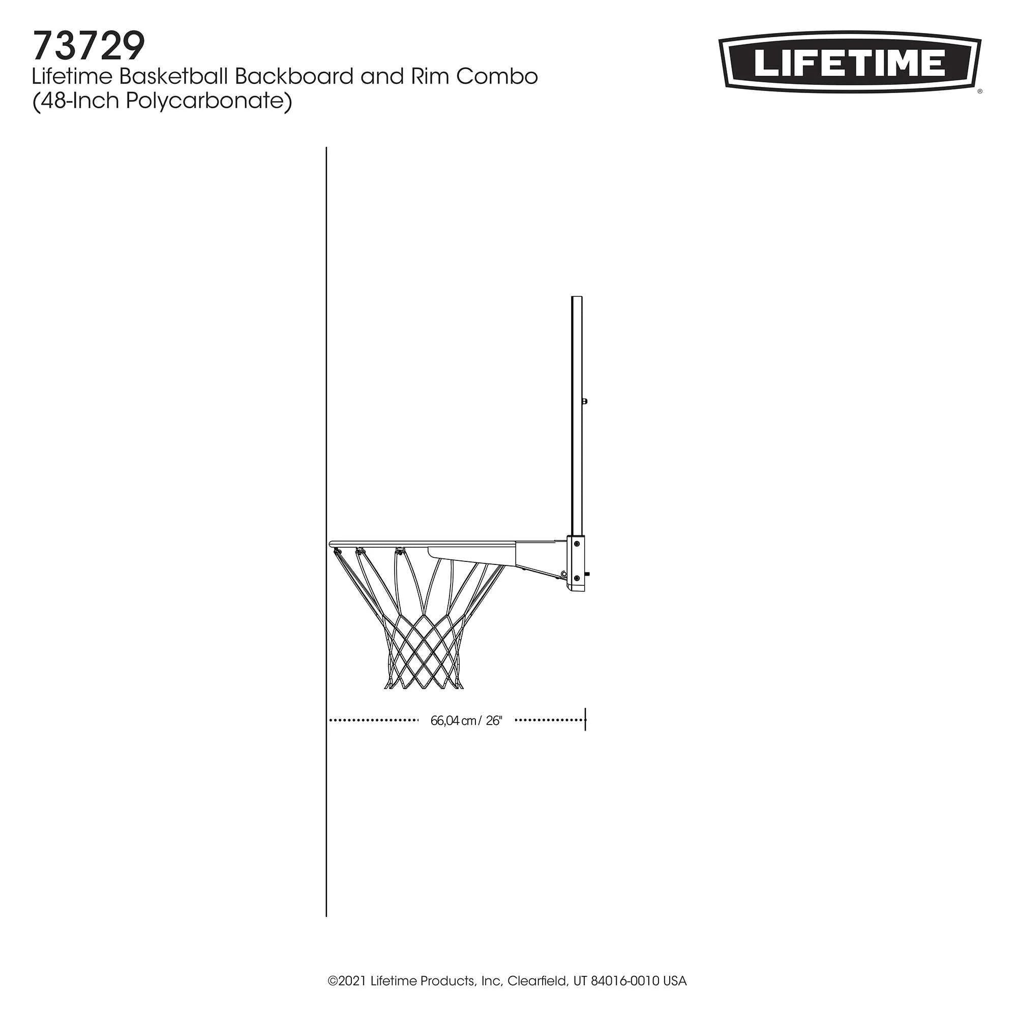 New Basketball Backboard and Rim Combo (48 Inch Polycarbonate) - 73729