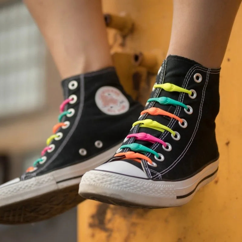 12Pcs Stretch Silicone Shoelaces No Tie Shoe Laces Elastic Laces Sneakers Adults Kids Lazy Shoelace for Shoes Rubber Zapatillas