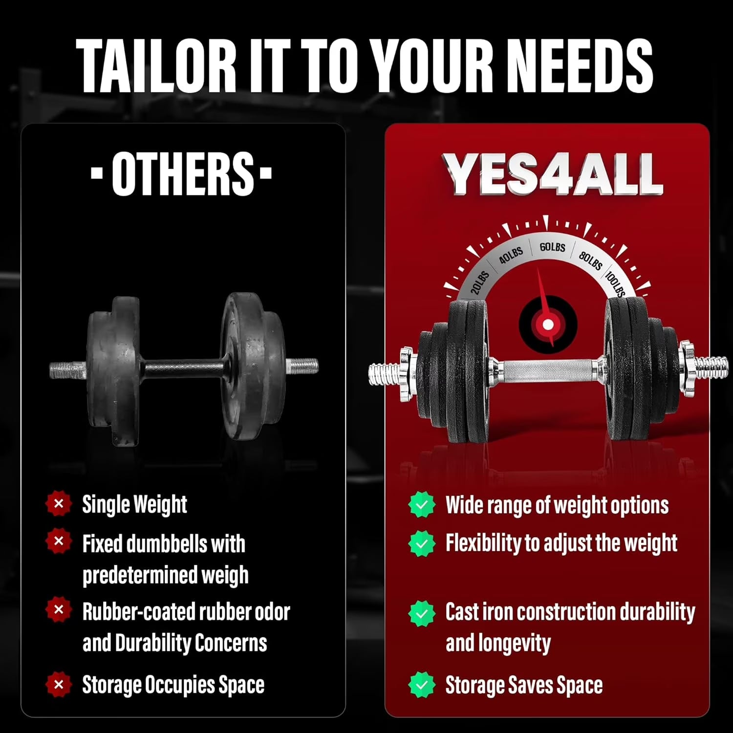 Adjustable Dumbbell Set, Black, 52.5 Lb Single