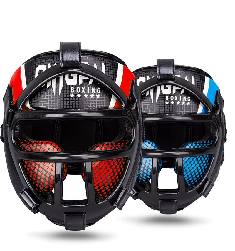 Muay Thai Martial Taekwondo W/Mask Kids/Adults Headgear Muay Sparring Equipment Protector New Training Head Arts Boxing Helmet