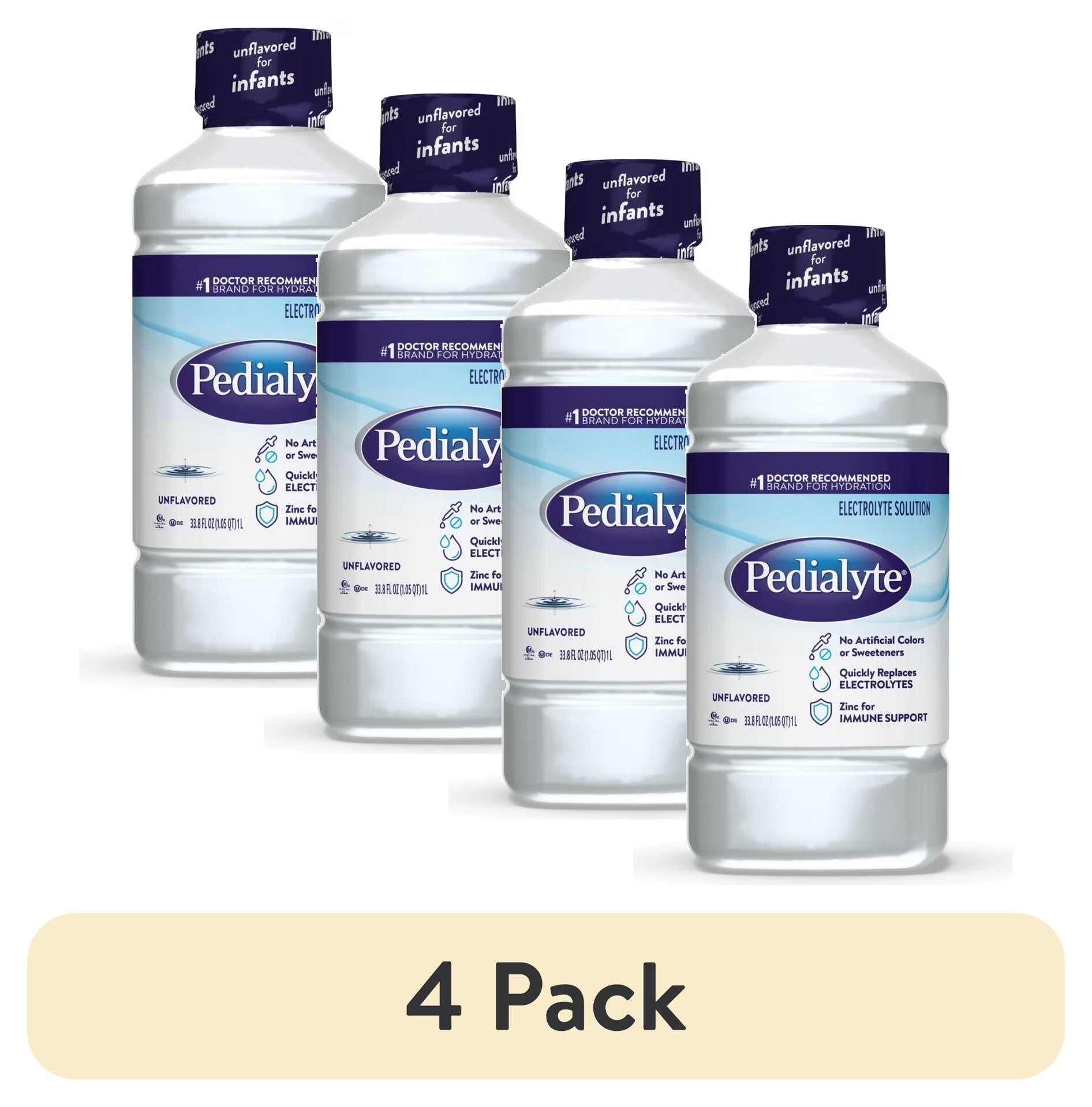 (4 Pack) Electrolyte Drink, Unflavored, 1 Liter