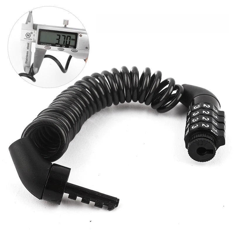 Helmet Lock Anti-Theft 4 Digit Password MTB Road Bike Locks for Scooter Motorcycle Portable Cycling Bicycle Cable Lock