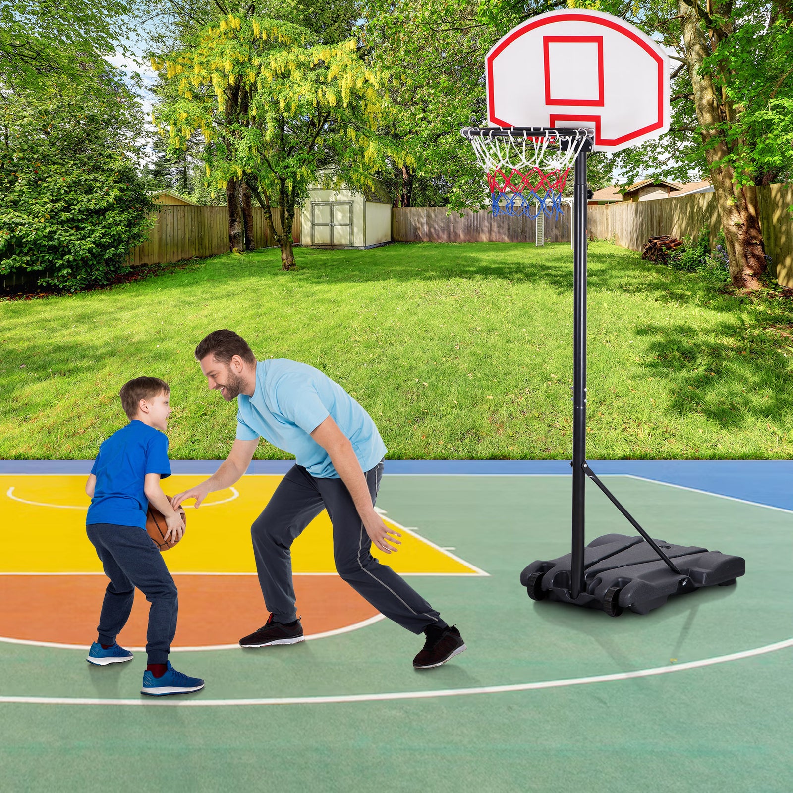 Basketball Hoop Outdoor Adjustable 5.5-7 Ft Portable Basketball Goals Stand Kids