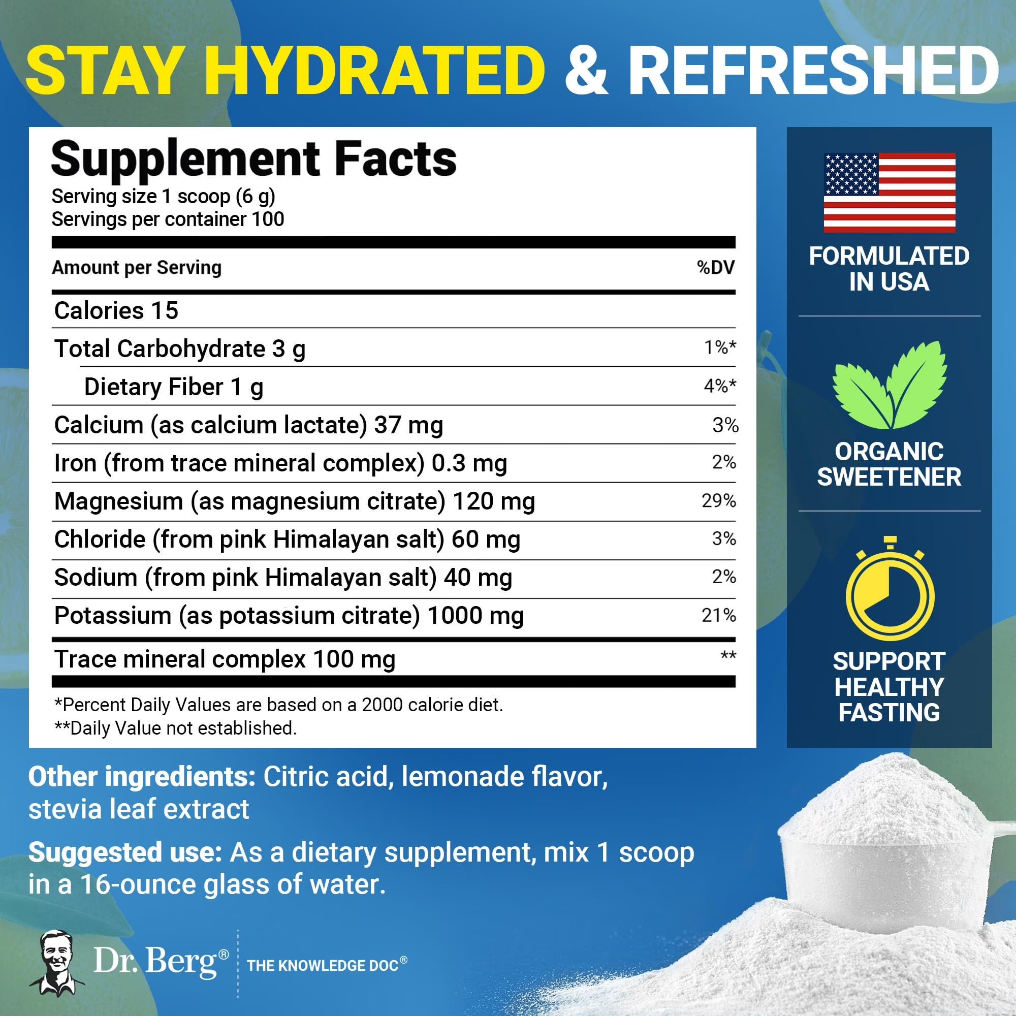 Electrolyte Powder Lemonade - Hydration Powder, 100 Servings