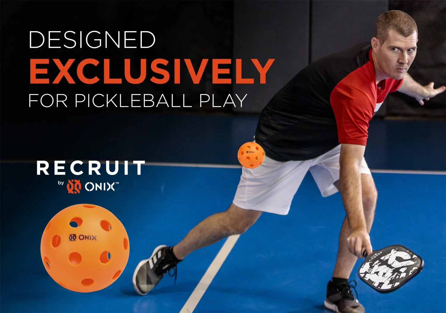 (5 Pack) Recruit by Pickleball Pure Indoor Balls (Orange, 3-Pack), New, 2.5 Lb