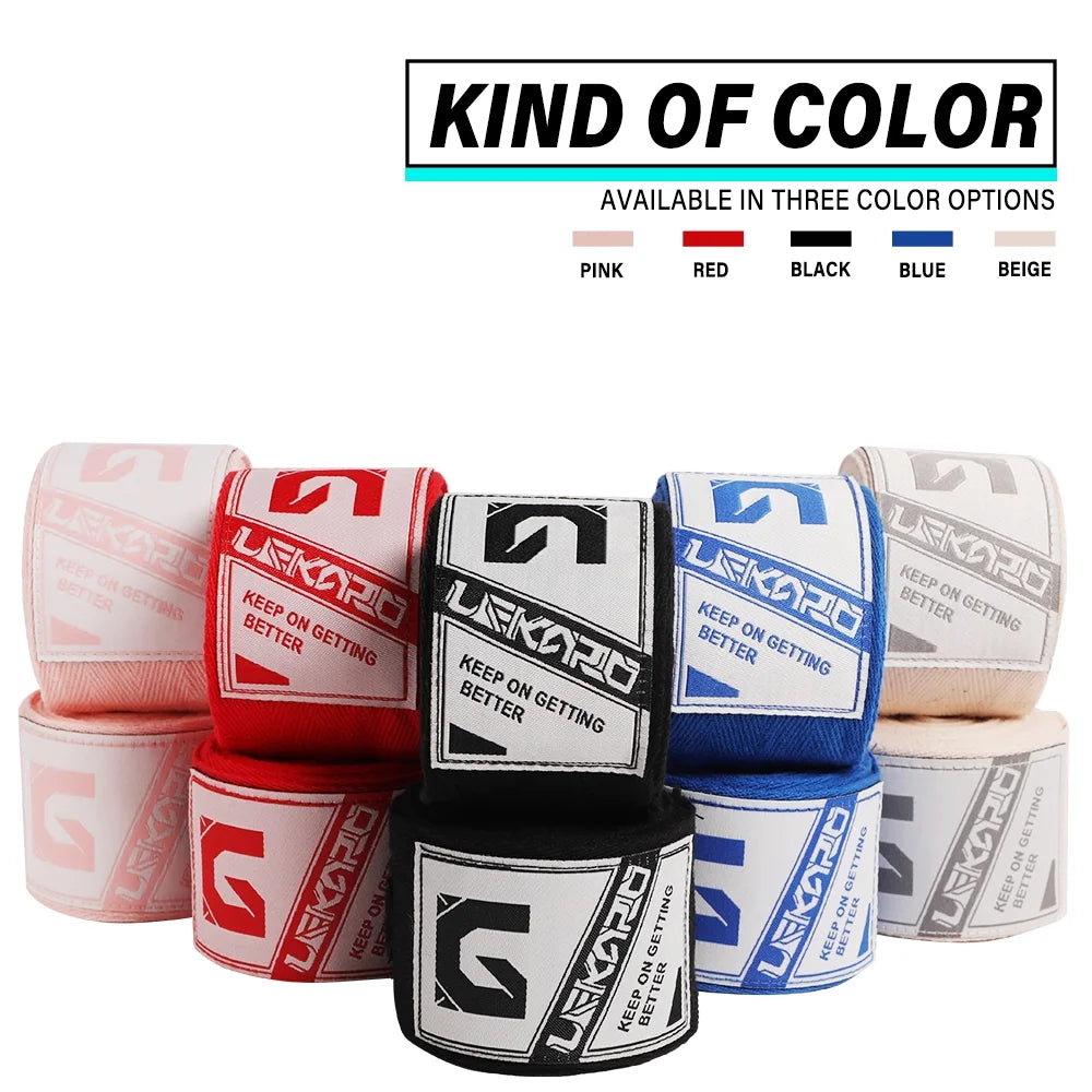 LEKÄRO Elastic Cotton Boxing Hand Wraps for Muay Thai MMA Training for Men & Women