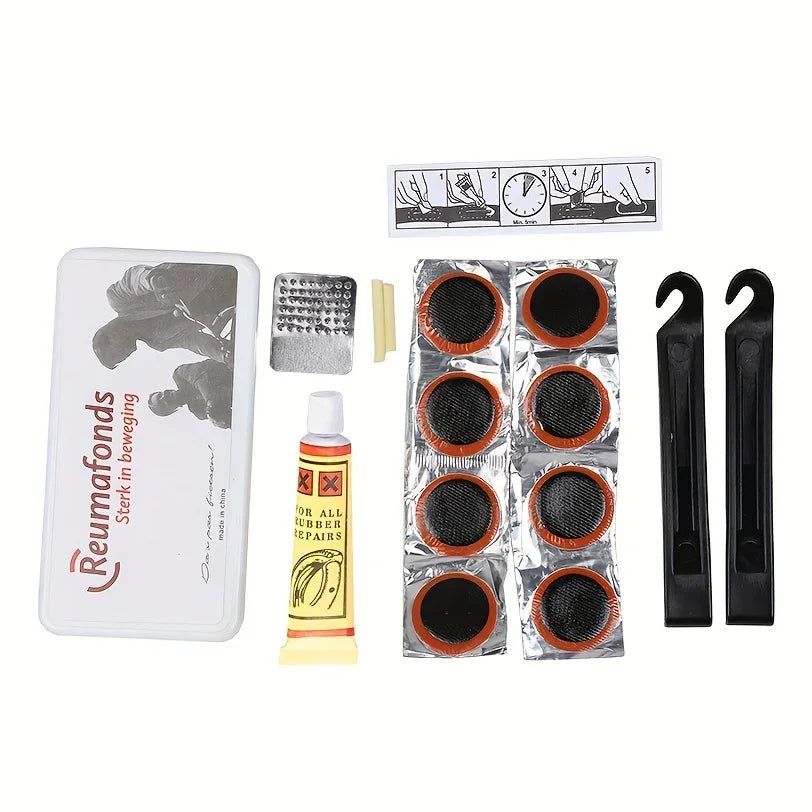 Bicycle Flat Tire Repair Kit Tool Set Portable Tyre Repair Rubber Patch Kit Glue Set Bike Inner Tube Puncture Patch Repair Tool