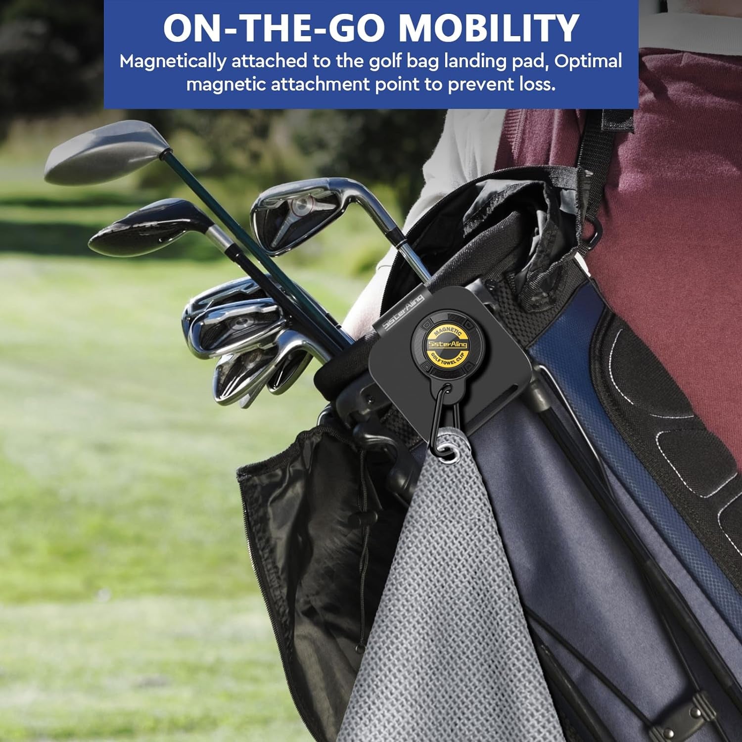 Magnetic Golf Towel Clip Set - Strong Magnet Hold, Removable & Easy Clean, Men&