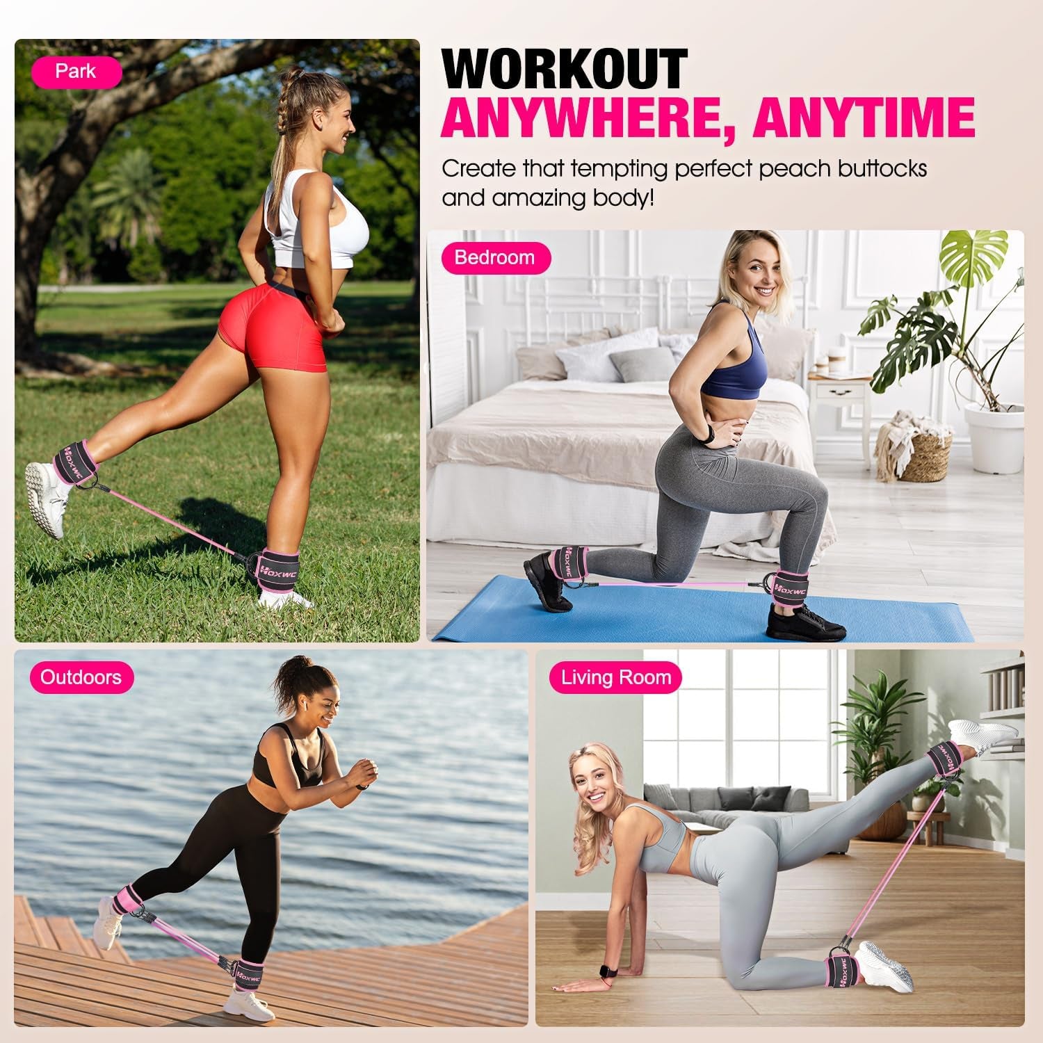 Ankle Resistance Bands with Cuffs, Ankle Bands for Working Out, Ankle Resistance
