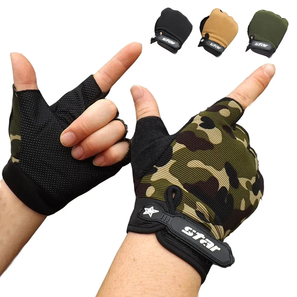 1Pair Fingerless Sports Gloves, Men Women Cycling Gloves, Anti-Slip Breathable Motorcycle Mountain Bike Gloves Workout Gloves
