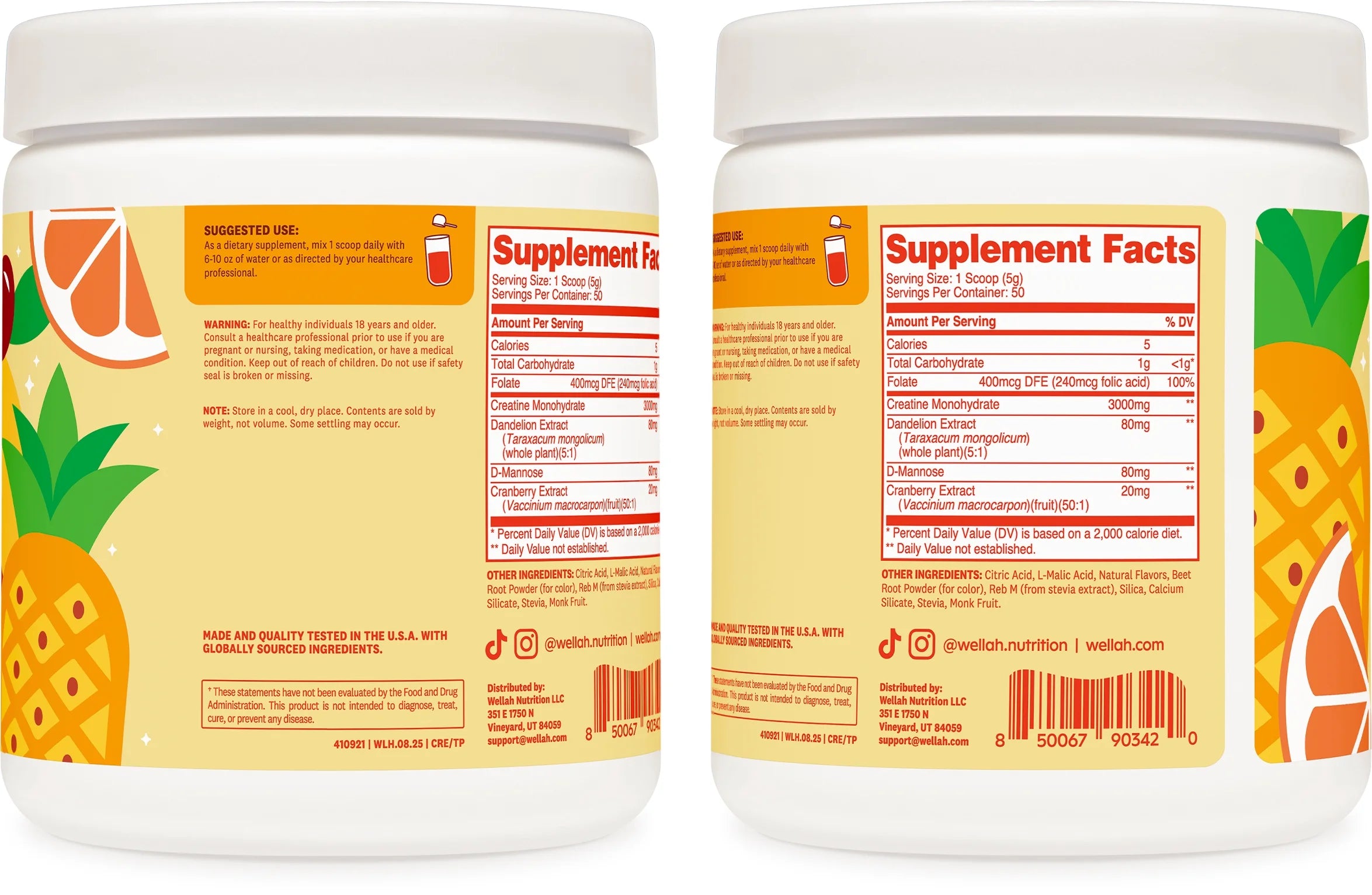 Creatine for Women (50 Servings, Tropical Punch) - Creatine Monohydrate with Dandelion & Cranberry Extract