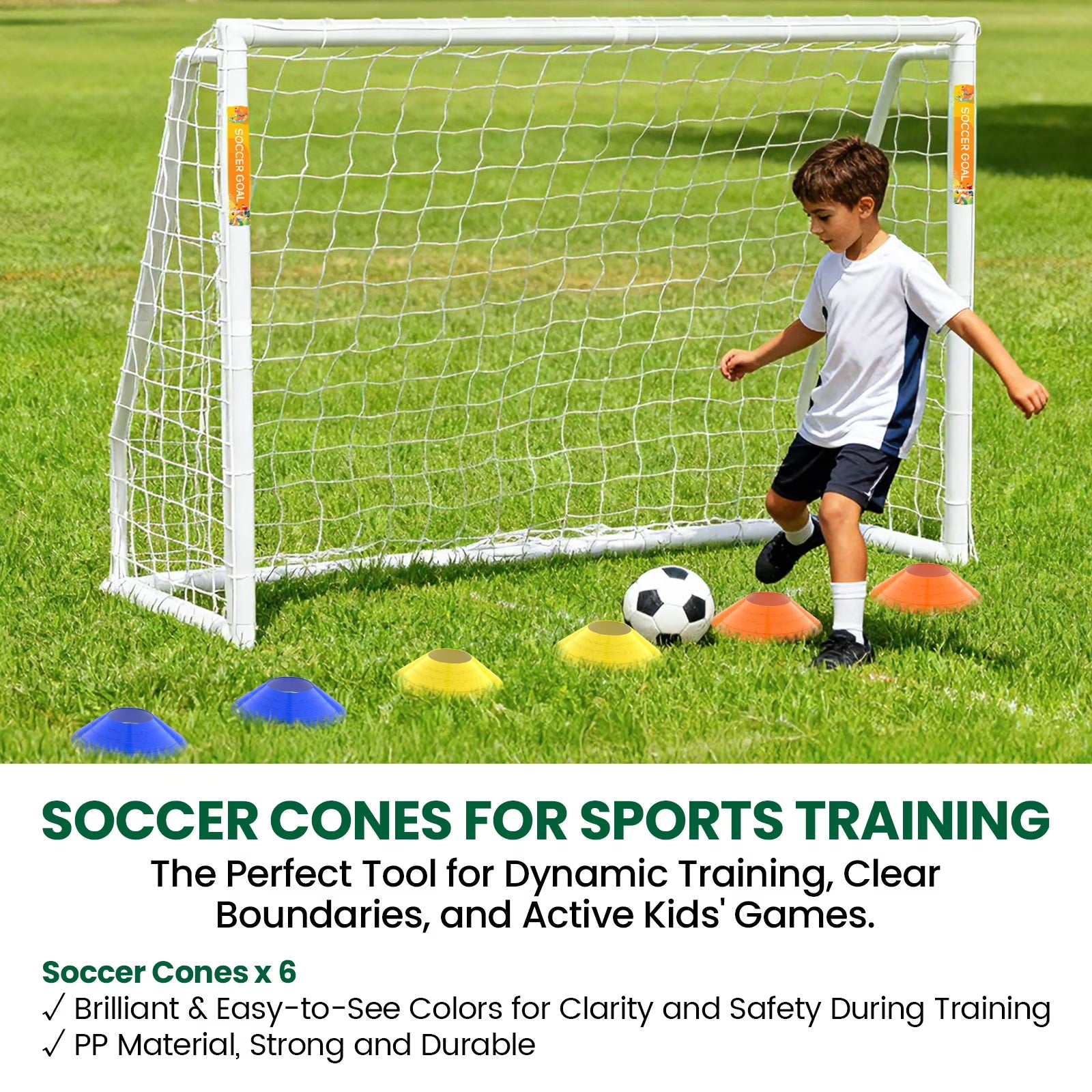 PVC Soccer Goals for Backyard,8"X6" White Foldable Competition Practice Training Goals,Portable Soccer Training Equipment,Moveable Weatherproof Outdoor Patio for Adults Youth