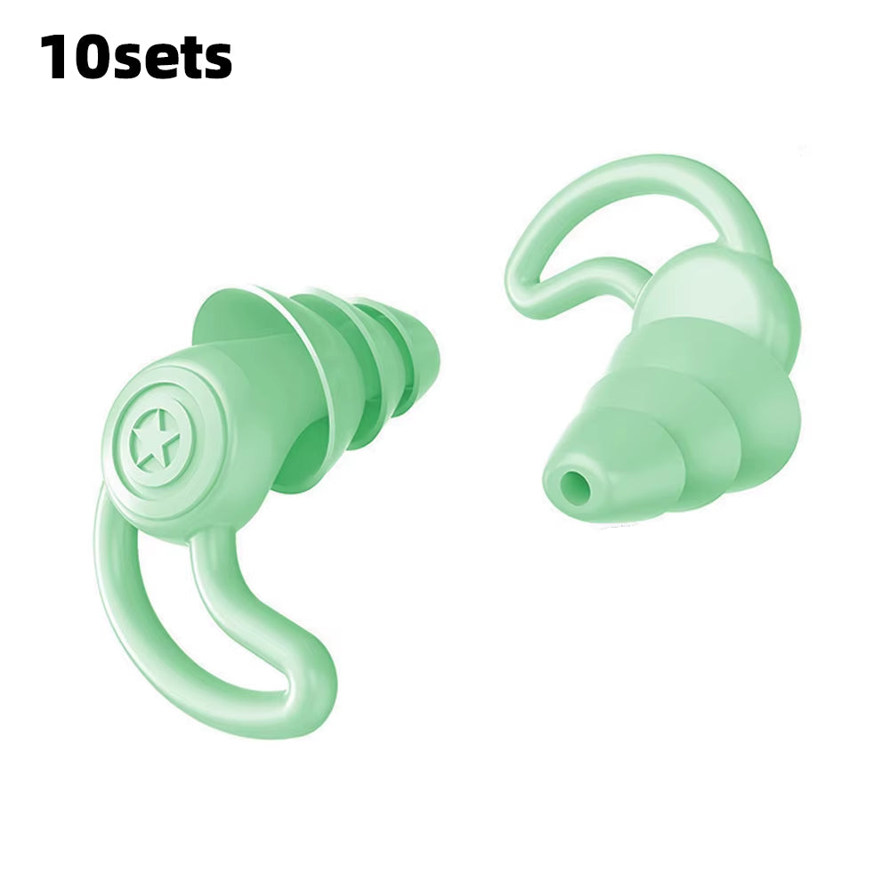 HUAK 3 Layer Silicone Ear Plugs for Noise Reduction Reusable Ear Plugs for Sleeping, Swimming, Studying, Concerts, Noise Hearing