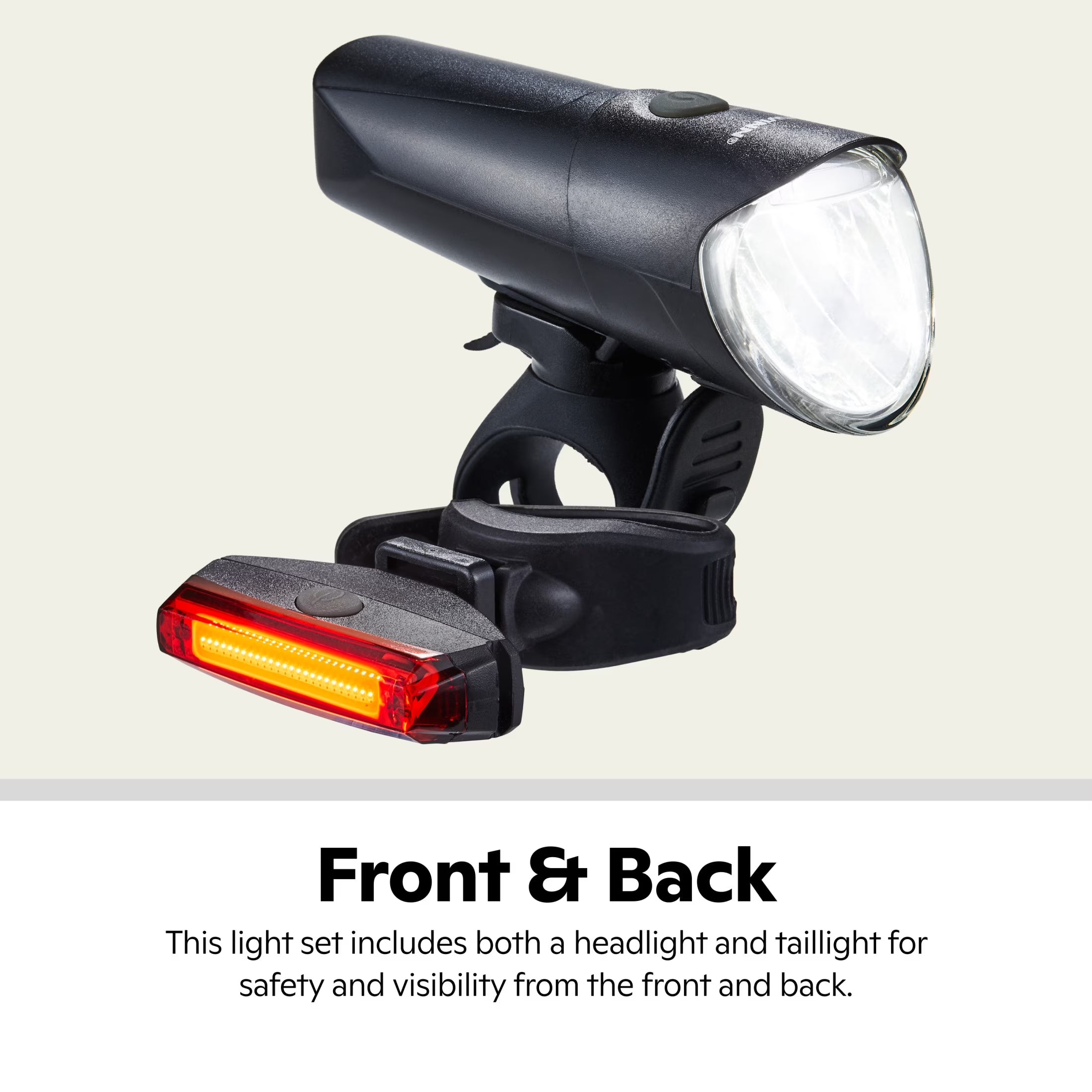 USB Rechargeable Light Set, 500 Lumens, Black