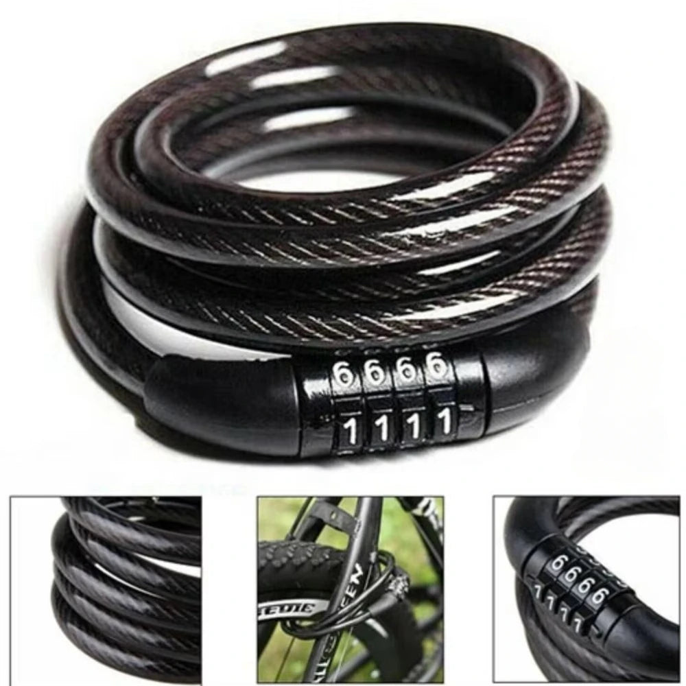 Heavy Duty Strong Motorcycle 4 Digital Code Mountain Bike Cycle Security Chain Padlock Fixed Password Anti-Theft Lock
