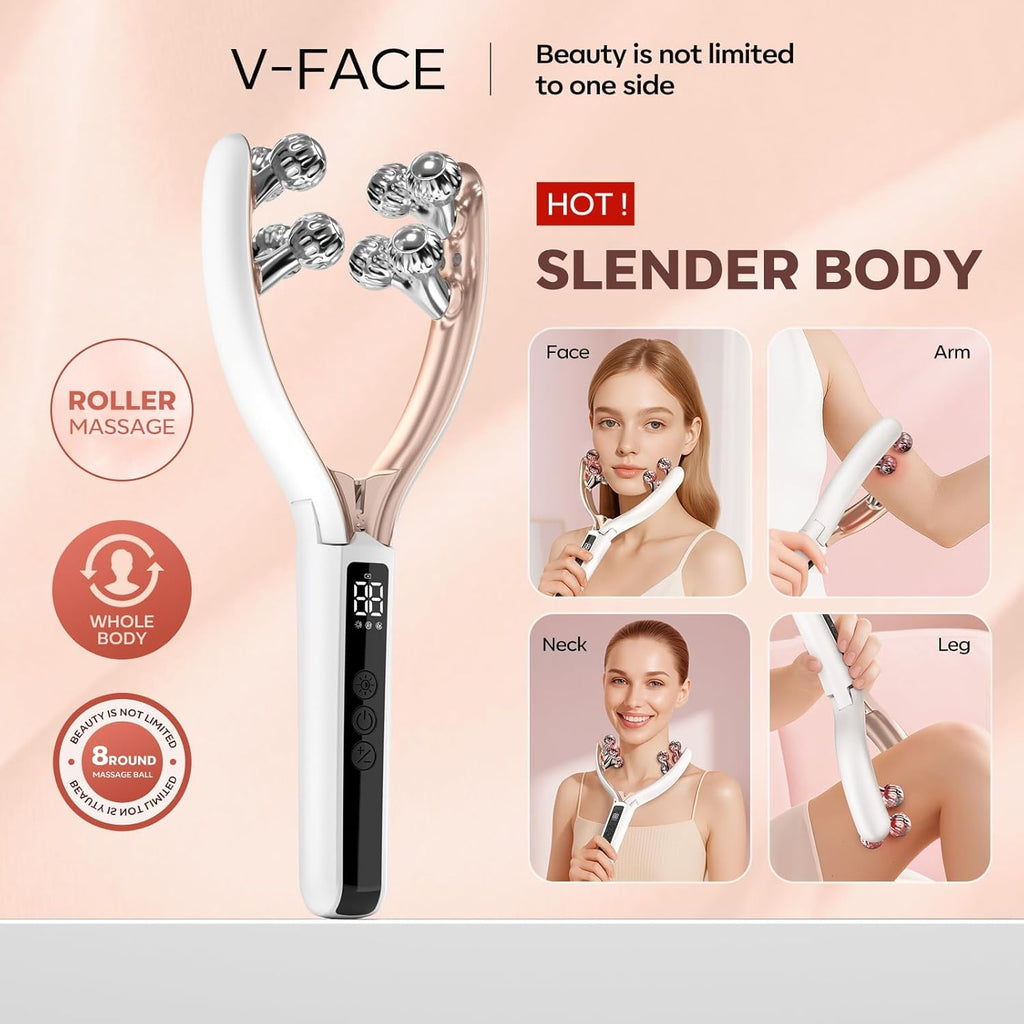 Facial Massager Face and Neck | Shaper & Slimmer for Women | Korean Skin Care | Lymphatic Contour Face Brush Face Roller Lymphatic Drainage | Rechargeable for Home & Travel Use