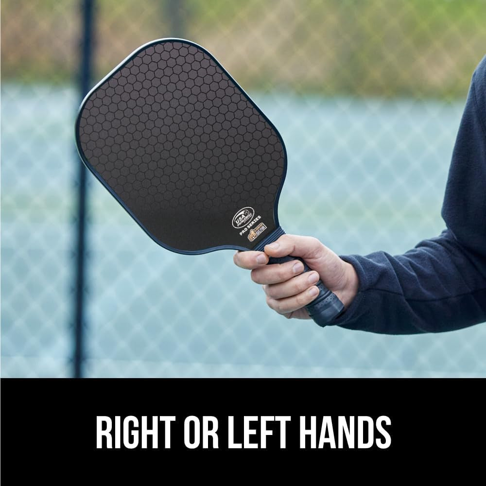 Gorilla Gear USAPA Approved Pickleball Starter Set, Fiberglass Paddles with Bag and Balls, Indoor Outdoor Court Use, Comfortable Racket Grip, Oversized Sweet Spot Pickle Ball Paddle for Men, Women