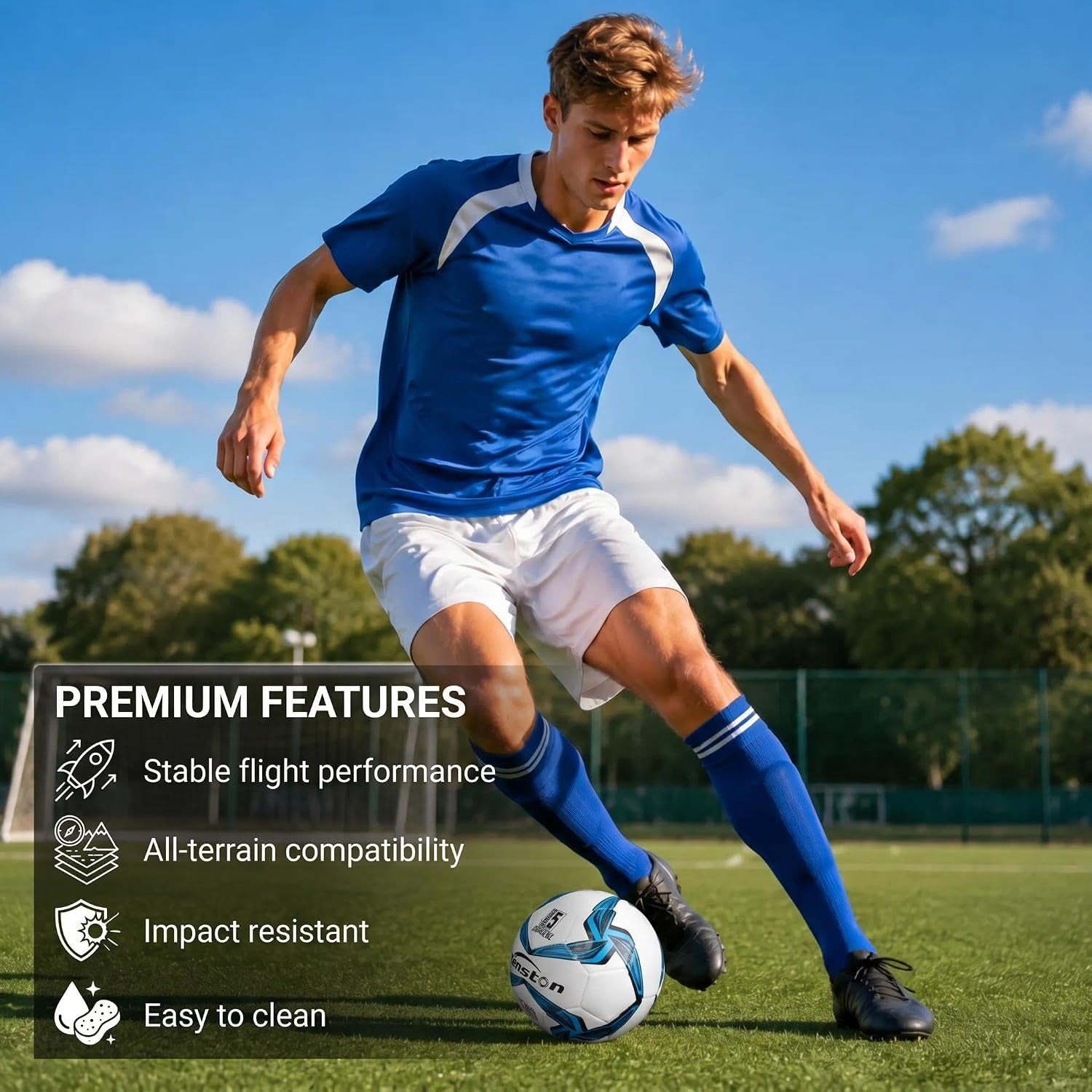 Soccer Ball Size 4 & 5 Durable PVC Training Football with Pump | Shape Retention, Stable Flight Performance, Sturdy and Wear-Resistant, High Value Soccer Set, Waterproof, Easy to Clean