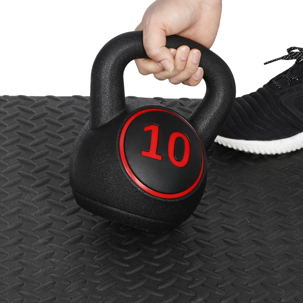 3 Piece Kettlebell Set - 5Lb 10Lb 15Lb Workout Fitness Weight Set W/ Storage Rack