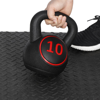 3 Piece Kettlebell Set - 5Lb 10Lb 15Lb Workout Fitness Weight Set W/ Storage Rack