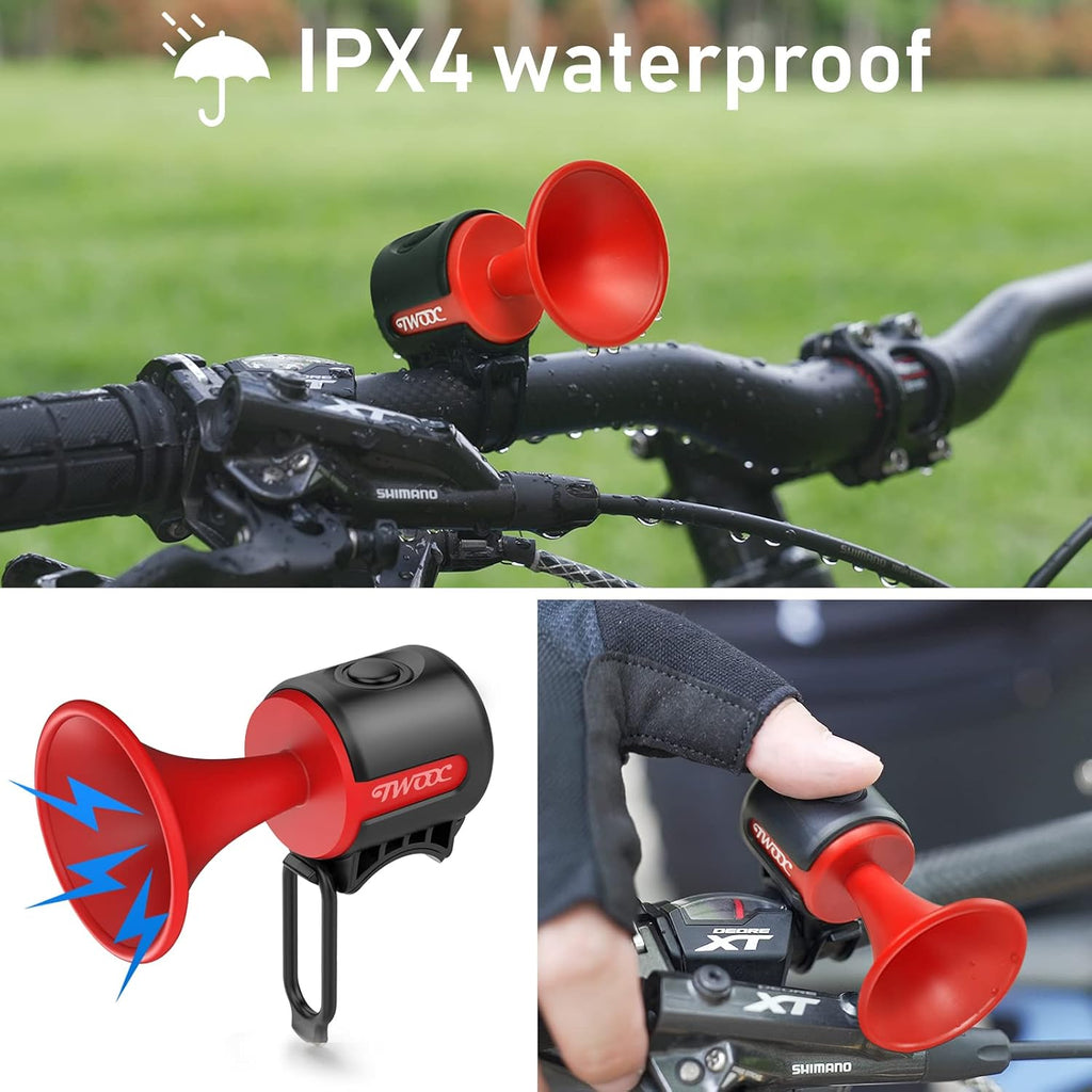 Bike Horn,120Db Bicycle Bells IPX4 Waterproof Bike Bell with 300Mah Battery Operated Electric Horn for Mountain/Road Bike/Scooters Adult and Kids