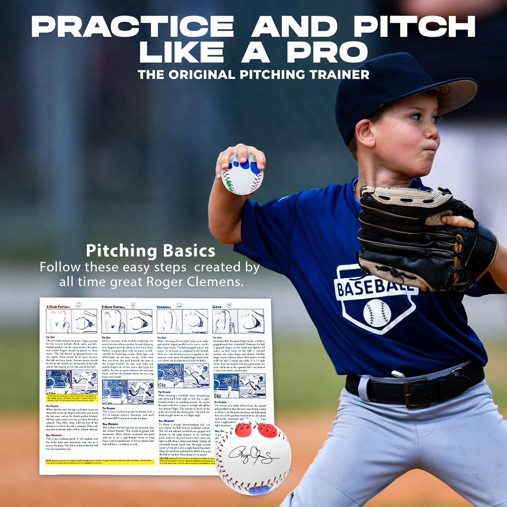 Roger Clemens Pitching Trainer | Color Coded Finger Placement Marks | Instructional Booklet Included