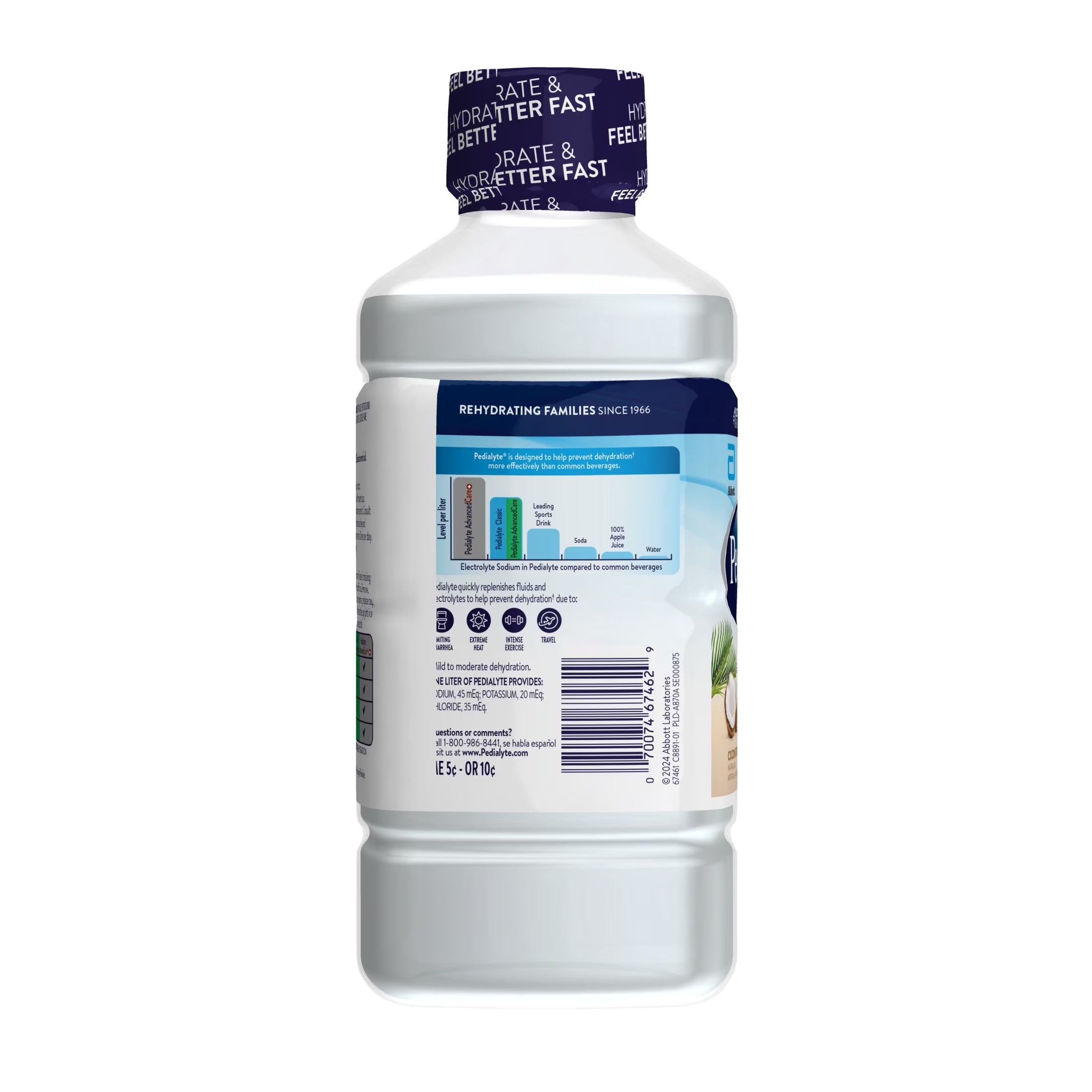 (6 Pack)  Electrolyte Drink, Coconut Burst, 1 Liter