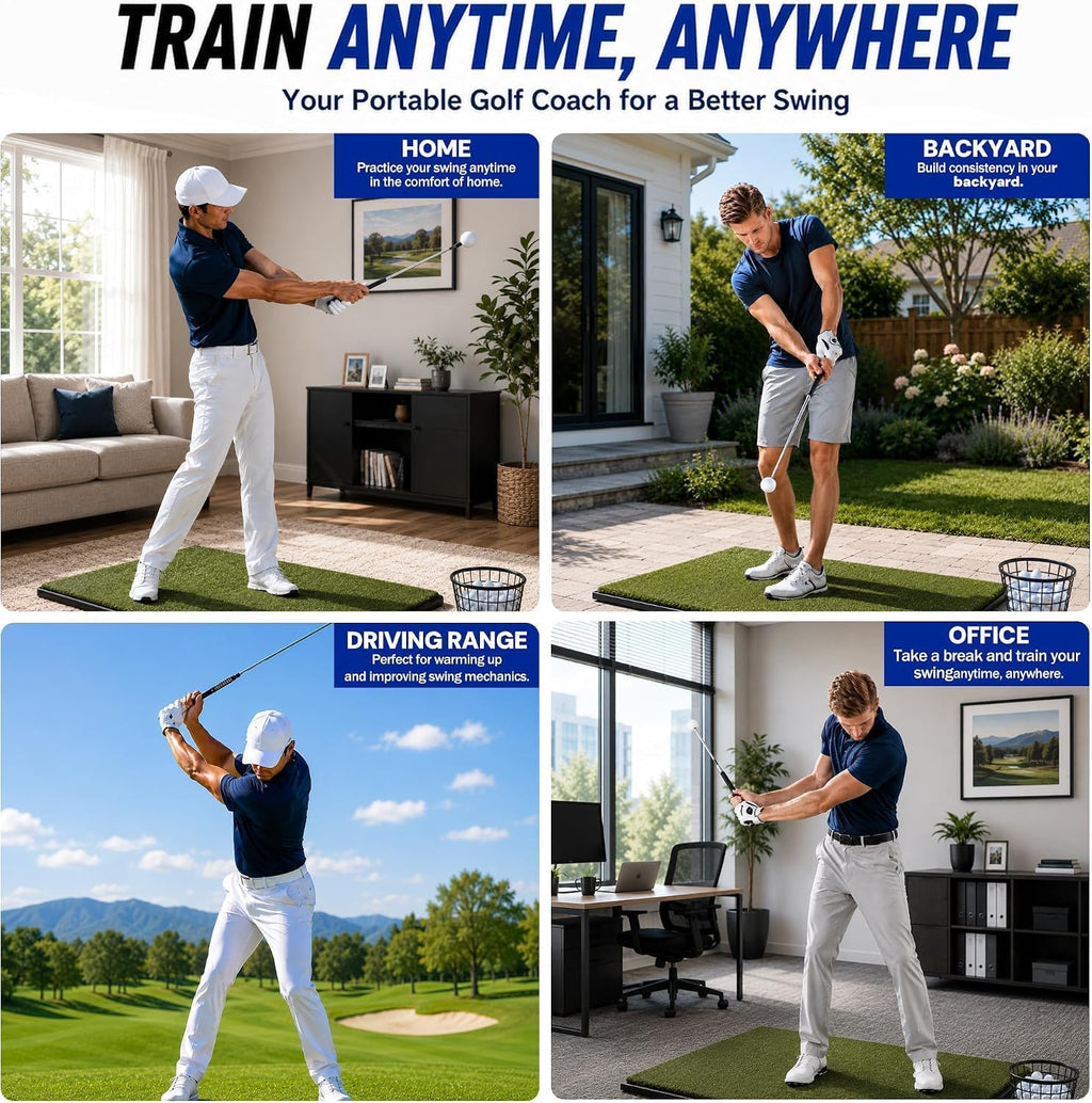 Retractable Golf Swing Trainer, Golf Grip Trainer, Golf Training Aid for Warm-Up, Golf Swing Training Aid, Grip Trainer Golf Club, Strength & Tempo Training for Chipping Hitting