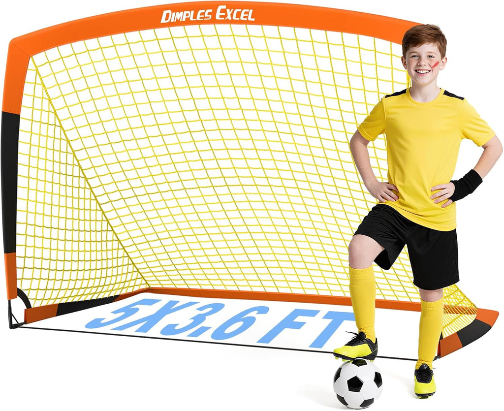 Kids Pop up Soccer Goals, 7X5 & 5X3.6 FT Backyard Gift Set | CPC Certified Safe for Kids Ages 6+, 5-Min Fast Assembly, Perfect Birthday Holiday Gift for Backyard Family Play