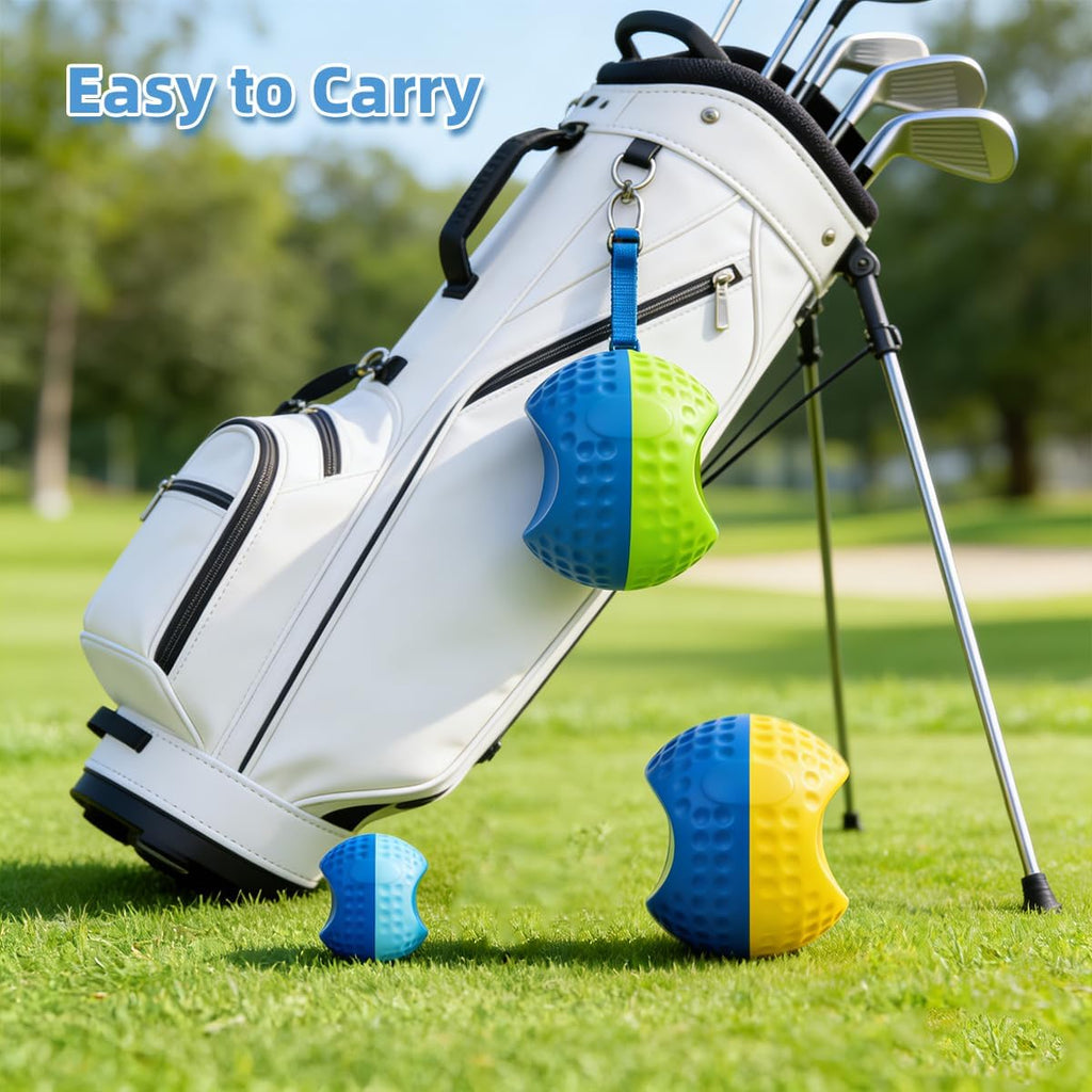 Golf Swing Trainer Ball for Forearm Connection, Swing Aid Putting Practice | Soft PU Foam, Ergonomic Concave Design, Fixes Chicken Wing & Scooping, Trains Weight Shift, 3 Sizes with Adjustable Lanyard