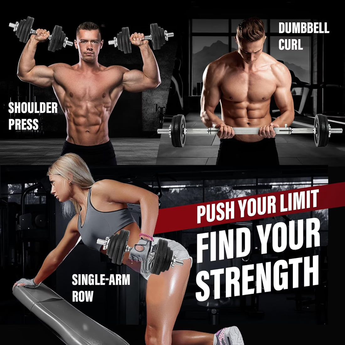 Adjustable Dumbbell Set, Black, 52.5 Lb Single
