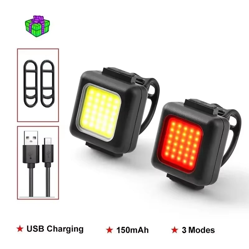 Bike Light COB Front Rear Bicycle Lights LED Rechargeable Mountain Road Bicycle Lamp MTB Tail Light Cycling Flashlight