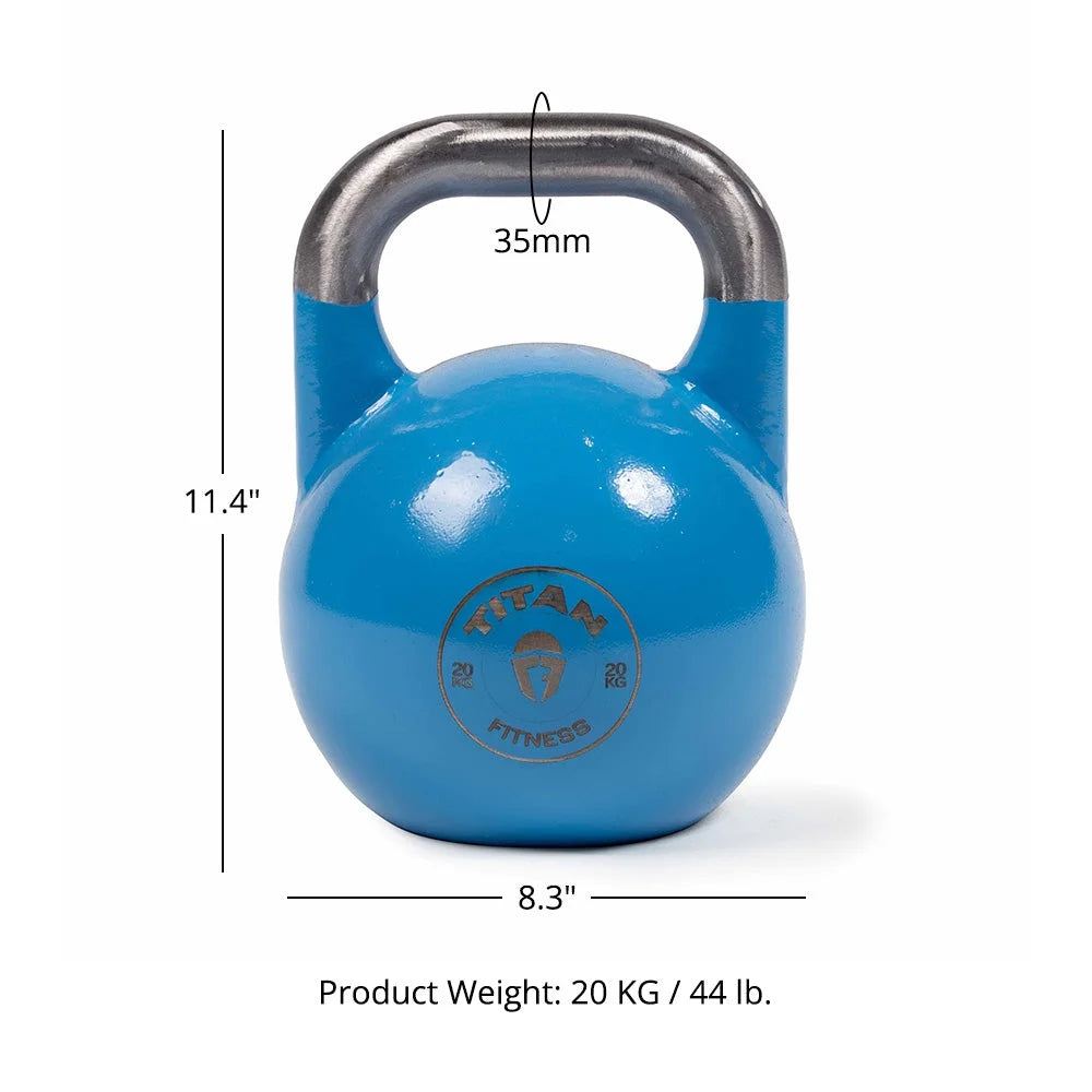 20 KG Competition Kettlebell, Color-Coded Blue, 35Mm Handle